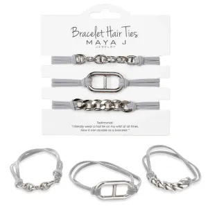 Maya J Elastic Bracelet Hair Ties - Grey