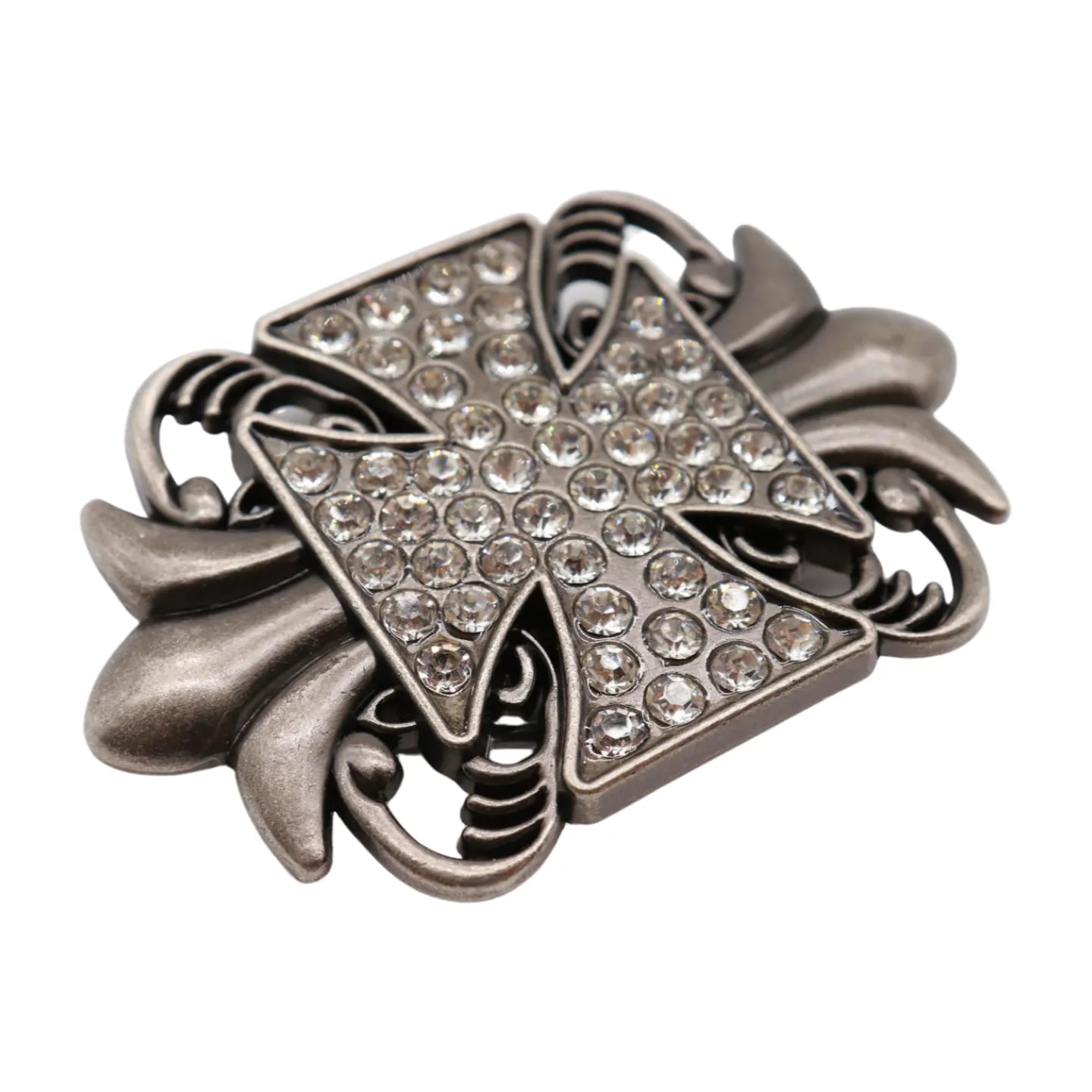 Men Women Dark Silver Metal Belt Buckle Fleur De Lis Cross Western Fashion