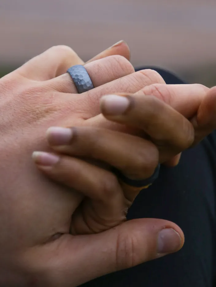 Men's Metallic Forged Silicone Ring