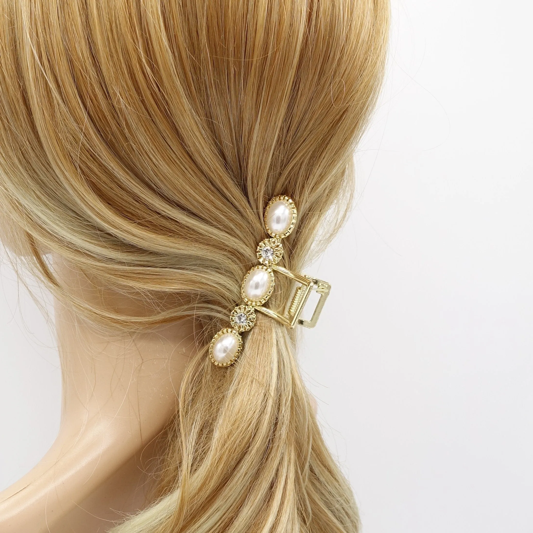 metal hair claw, pearl hair claw, trendy hair claw for women