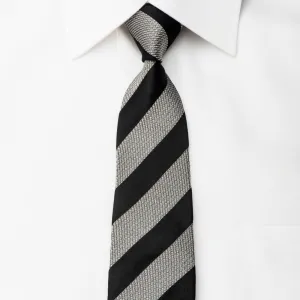 Mind Bridge Homme Skinny Tie Silver Stripes On Woven Black Silk