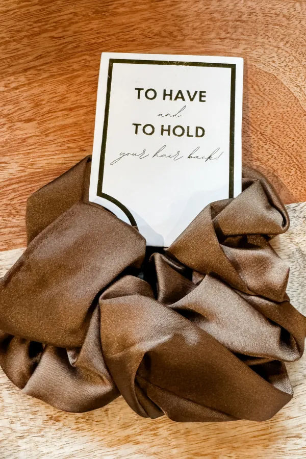 Mocha Satin Soft Scrunchies