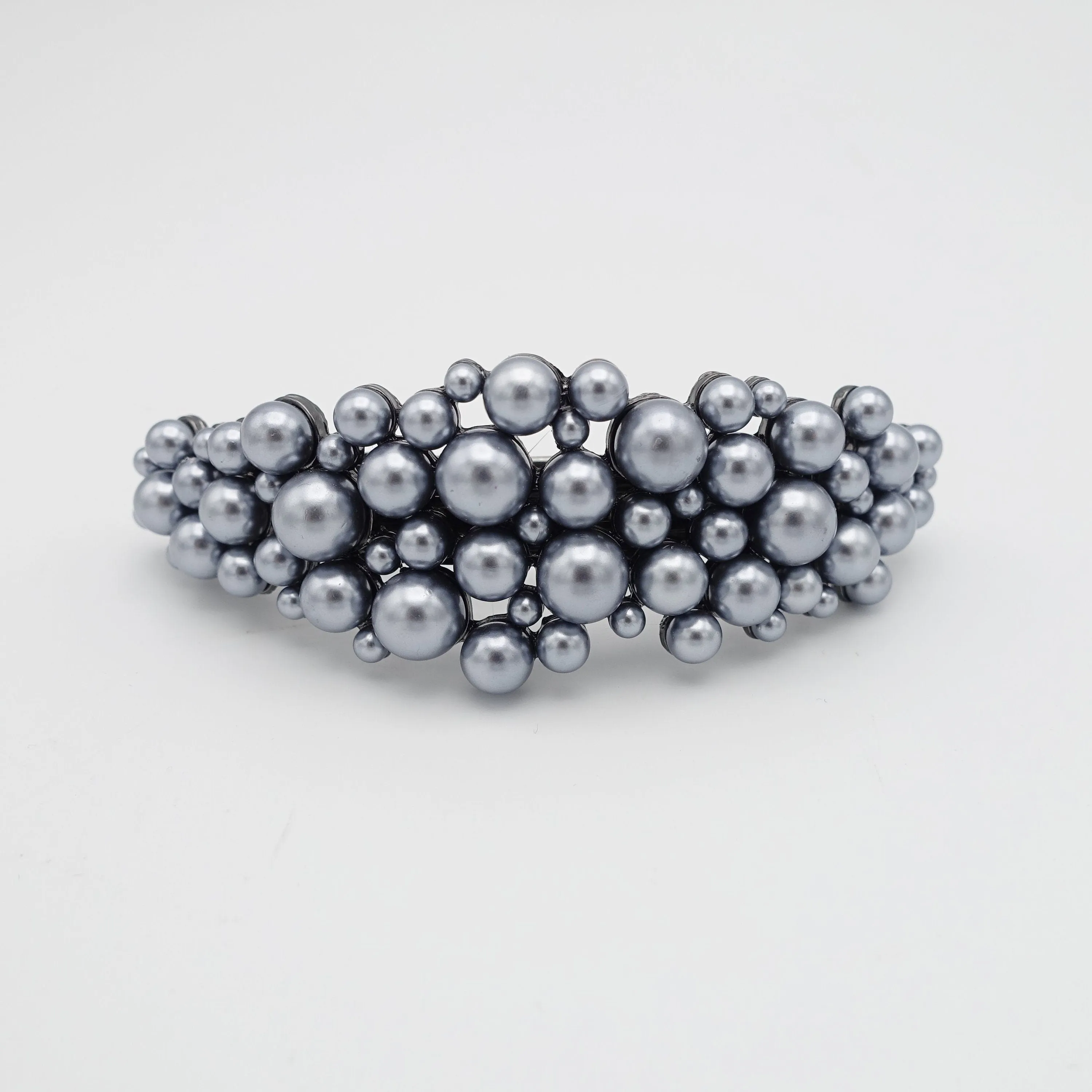 multi size pearl embellished curved french barrette elegant women hair accessory