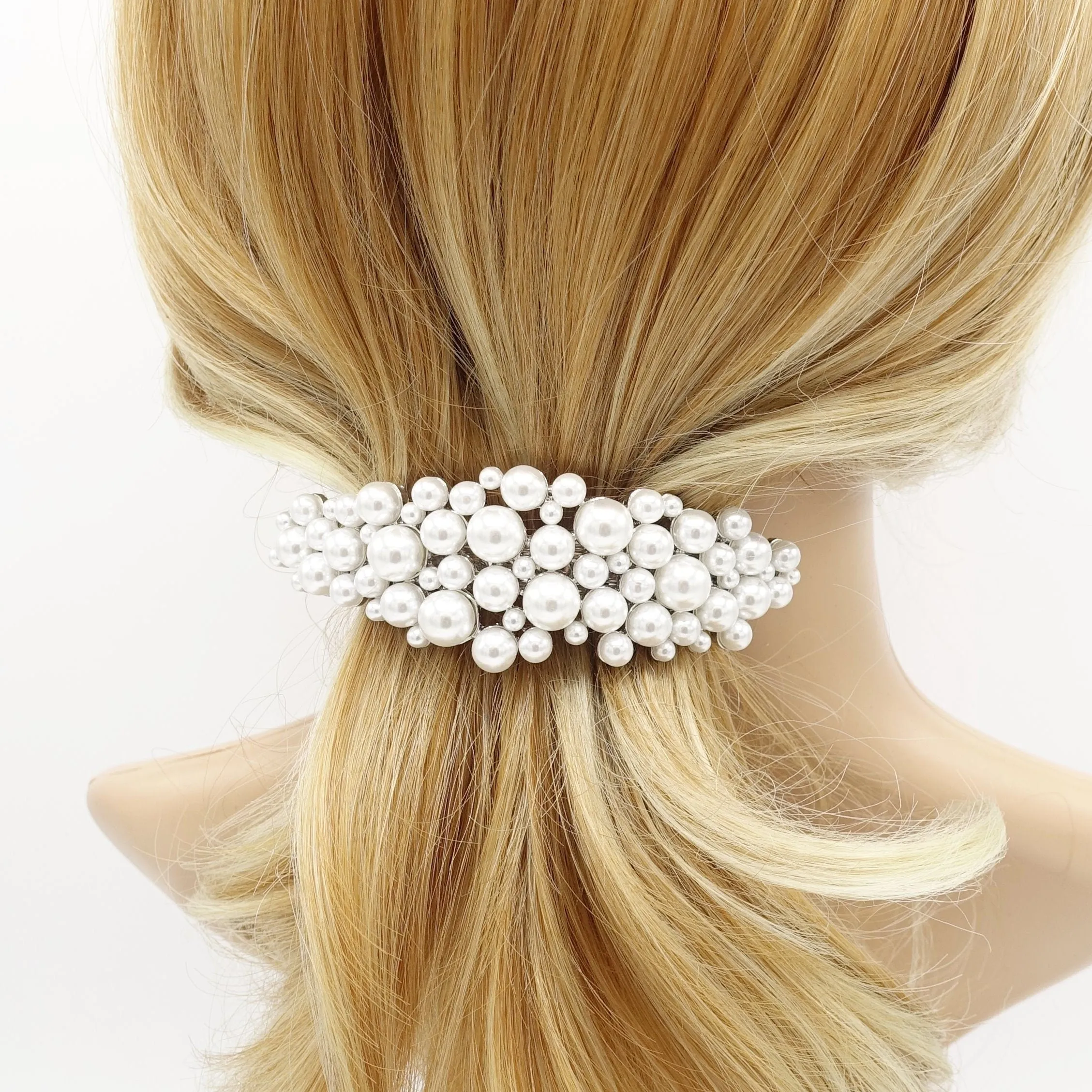 multi size pearl embellished curved french barrette elegant women hair accessory