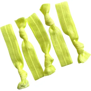 Neon Yellow Ribbon Hair Ties - 5 Pack