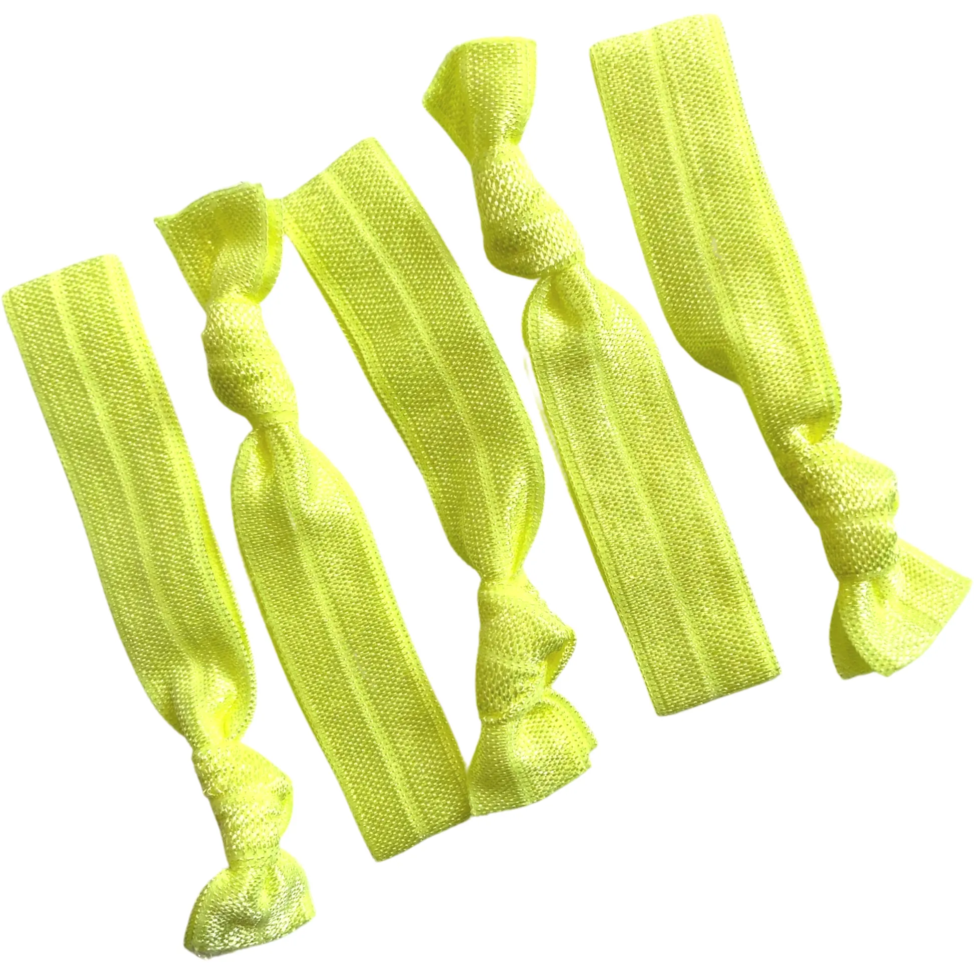 Neon Yellow Ribbon Hair Ties - 5 Pack