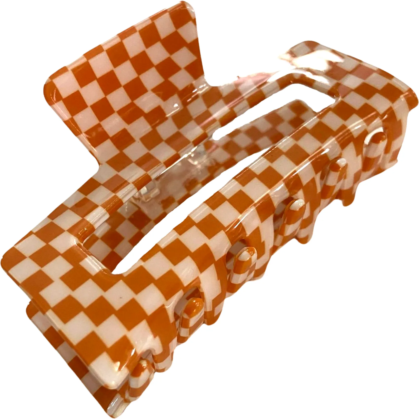 Orange Checkered Claw Clip - Medium