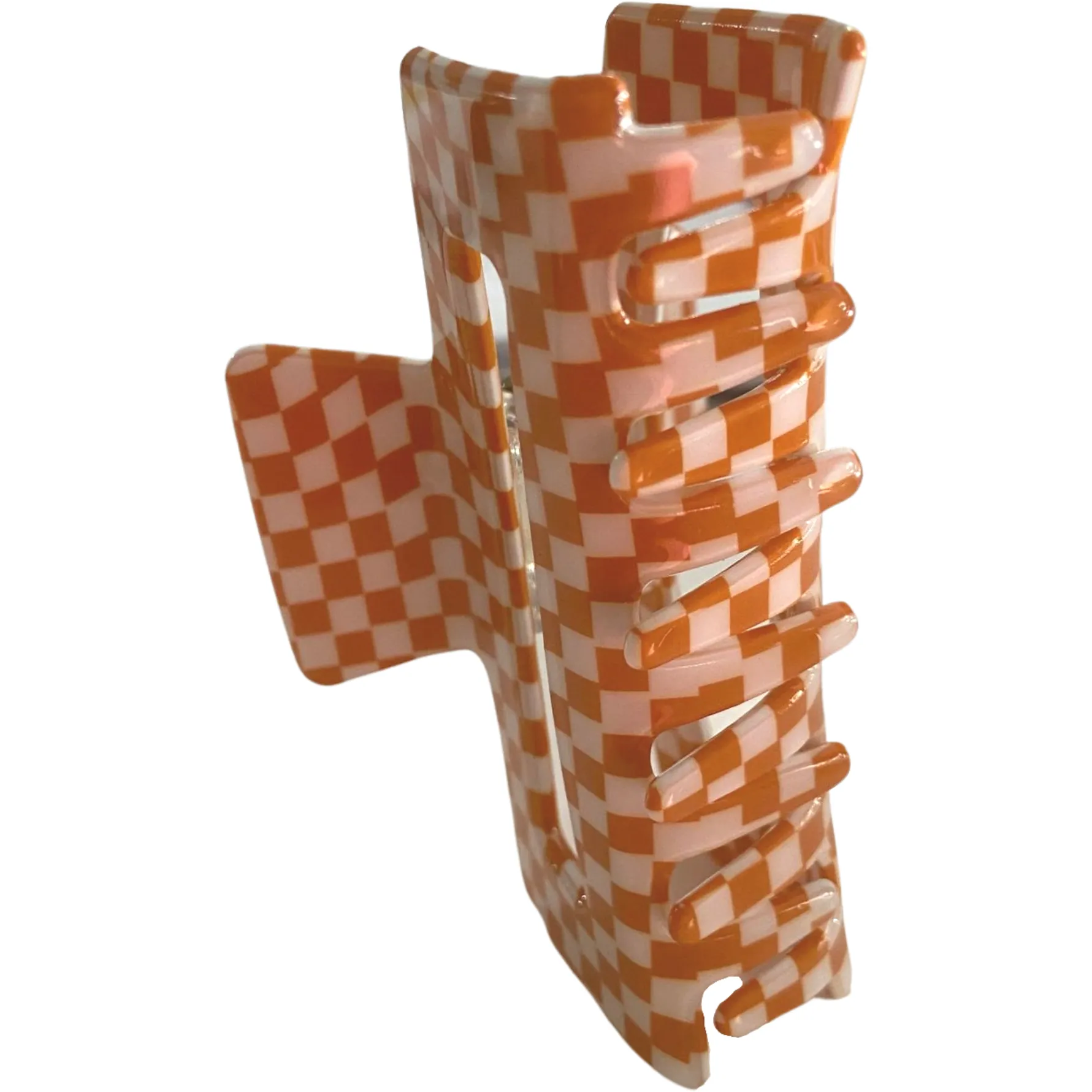 Orange Checkered Claw Clip - Medium