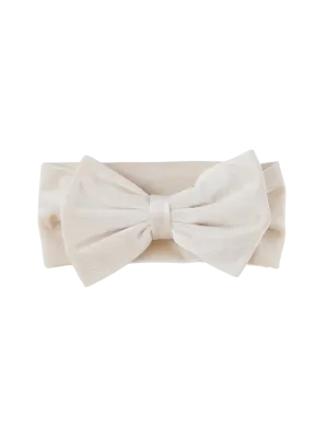 Oversized Bow Velour Baby Headband - Cream