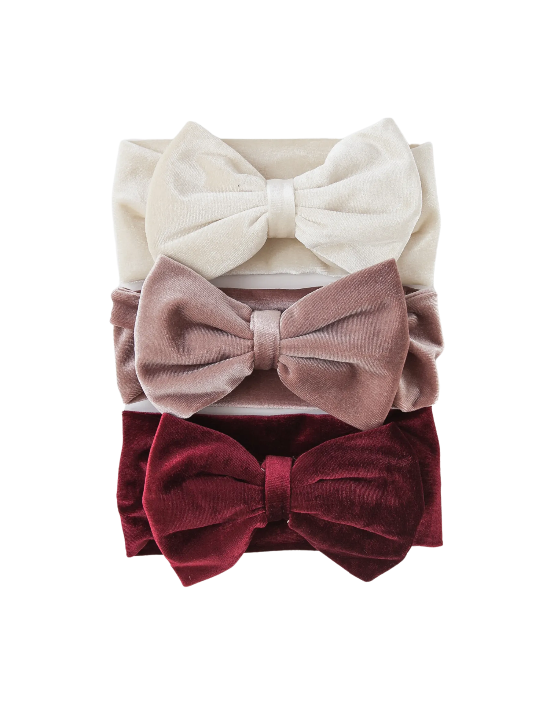 Oversized Bow Velour Baby Headband - Cream