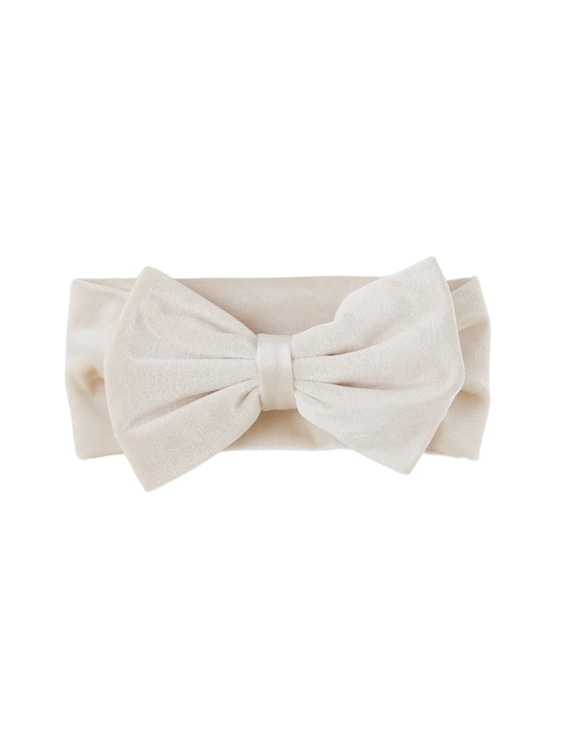 Oversized Bow Velour Baby Headband - Cream