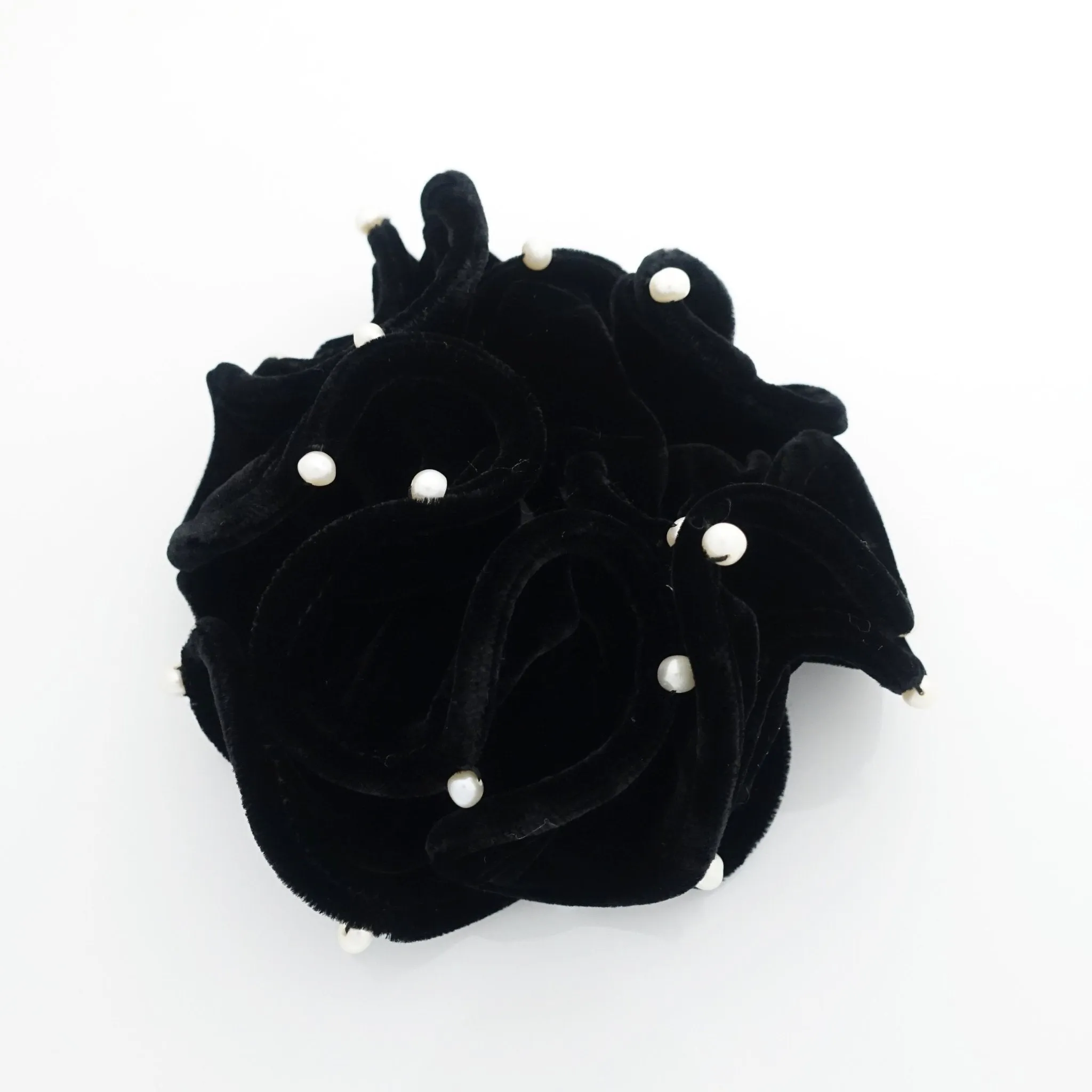 pearl ball decorated silk velvet scrunchies luxury style soft hair tie scrunchy for women