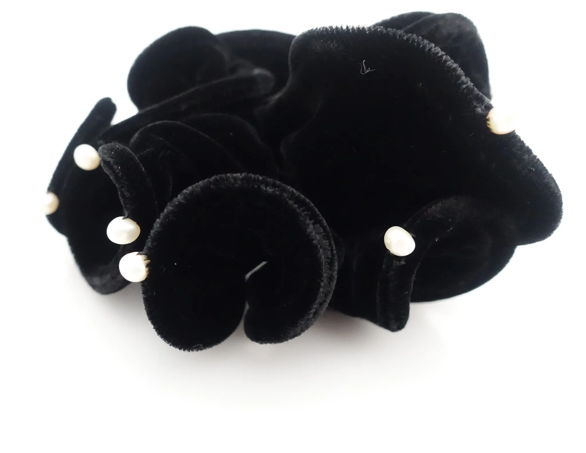 pearl ball decorated silk velvet scrunchies luxury style soft hair tie scrunchy for women