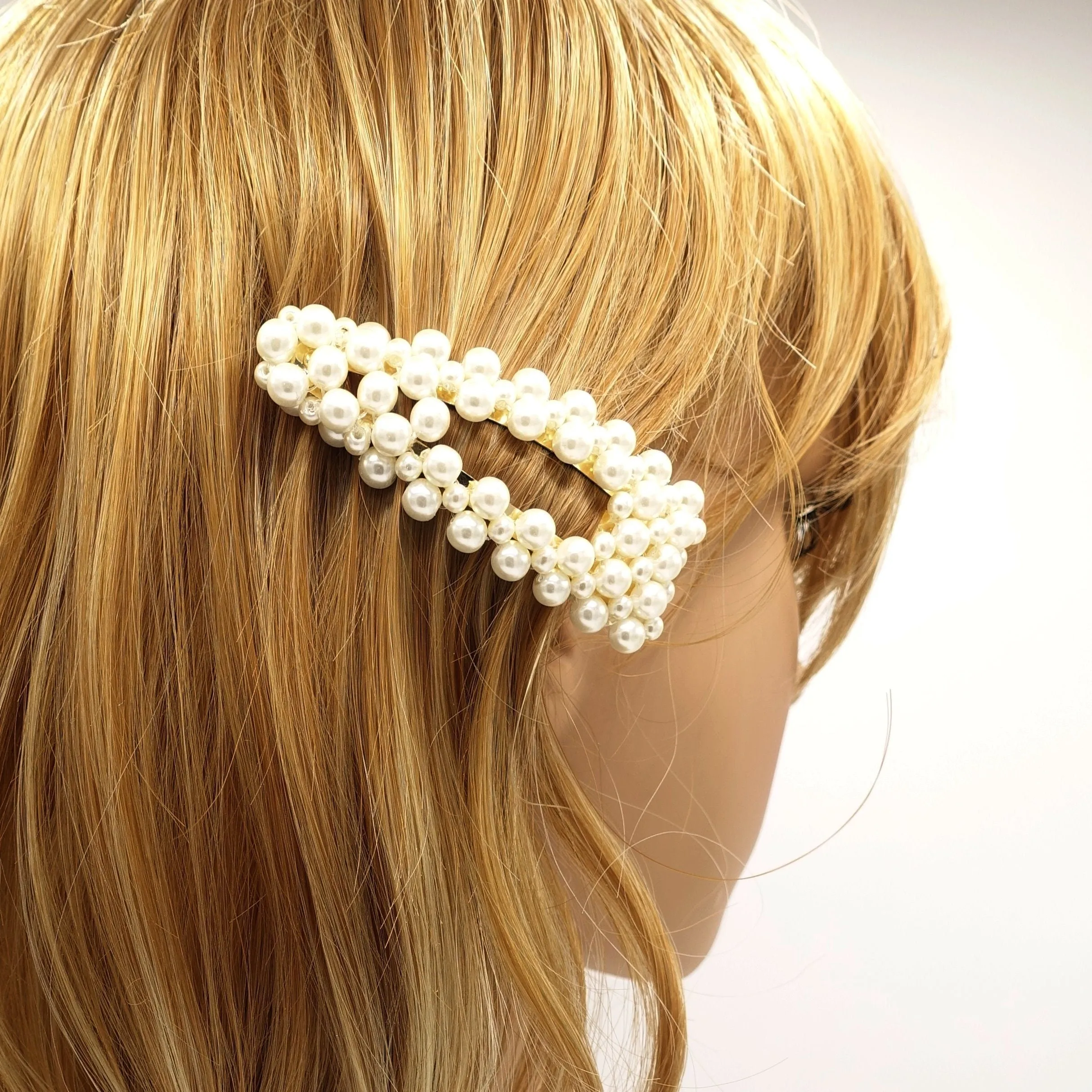 pearl decorated flower hair barrette snap clip woman hair accessory