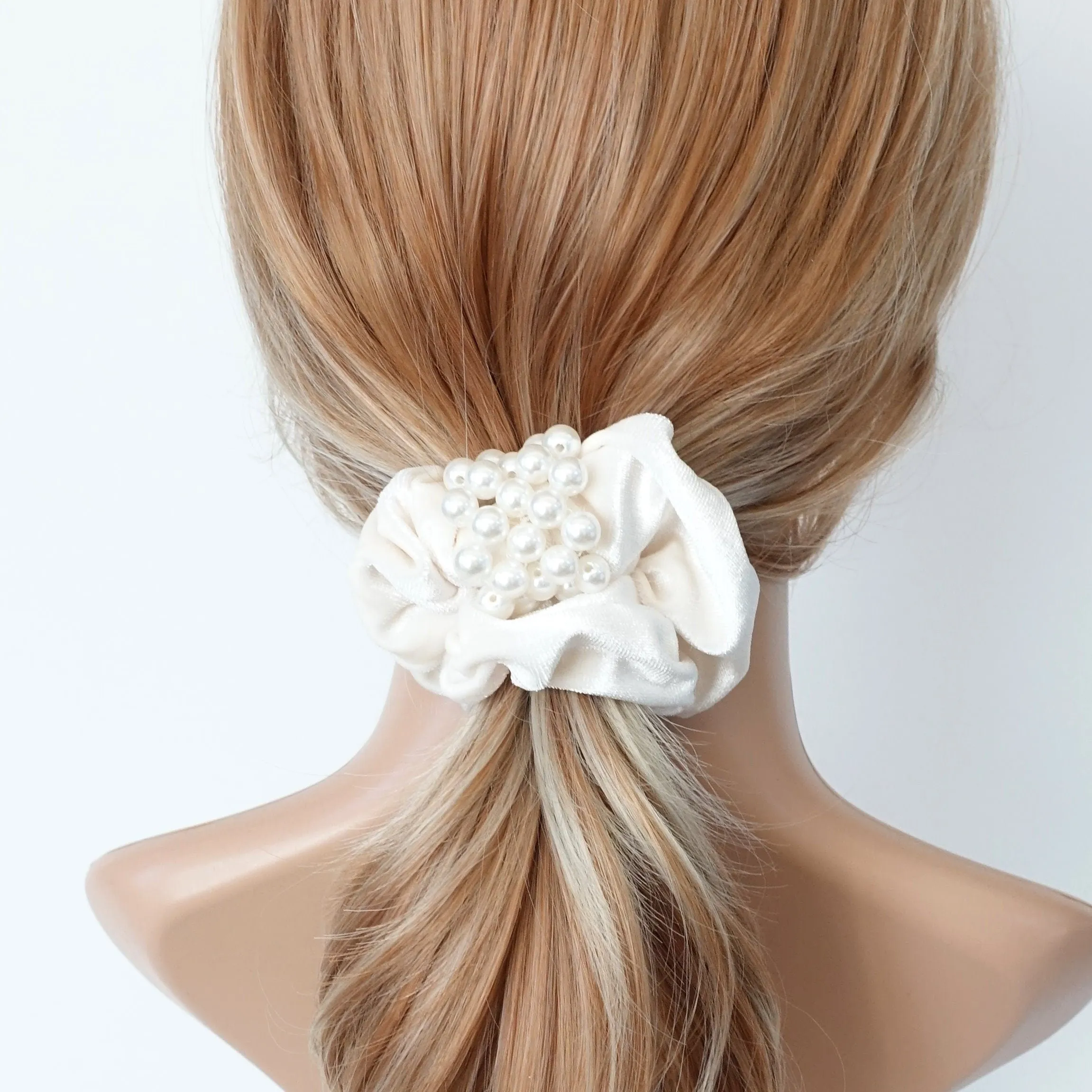 pearl embellished velvet scrunchies women scrunchy hair elastic ties