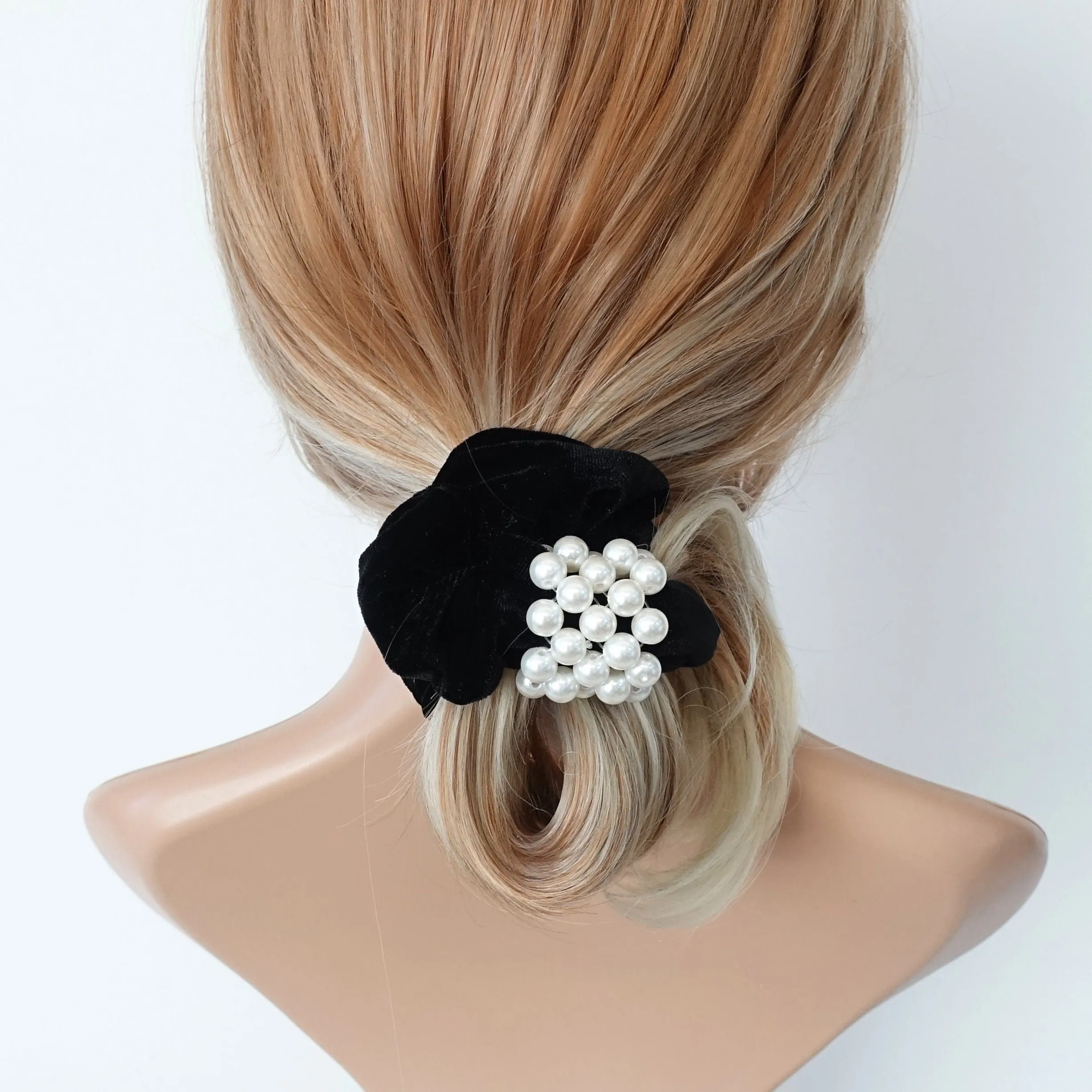 pearl embellished velvet scrunchies women scrunchy hair elastic ties