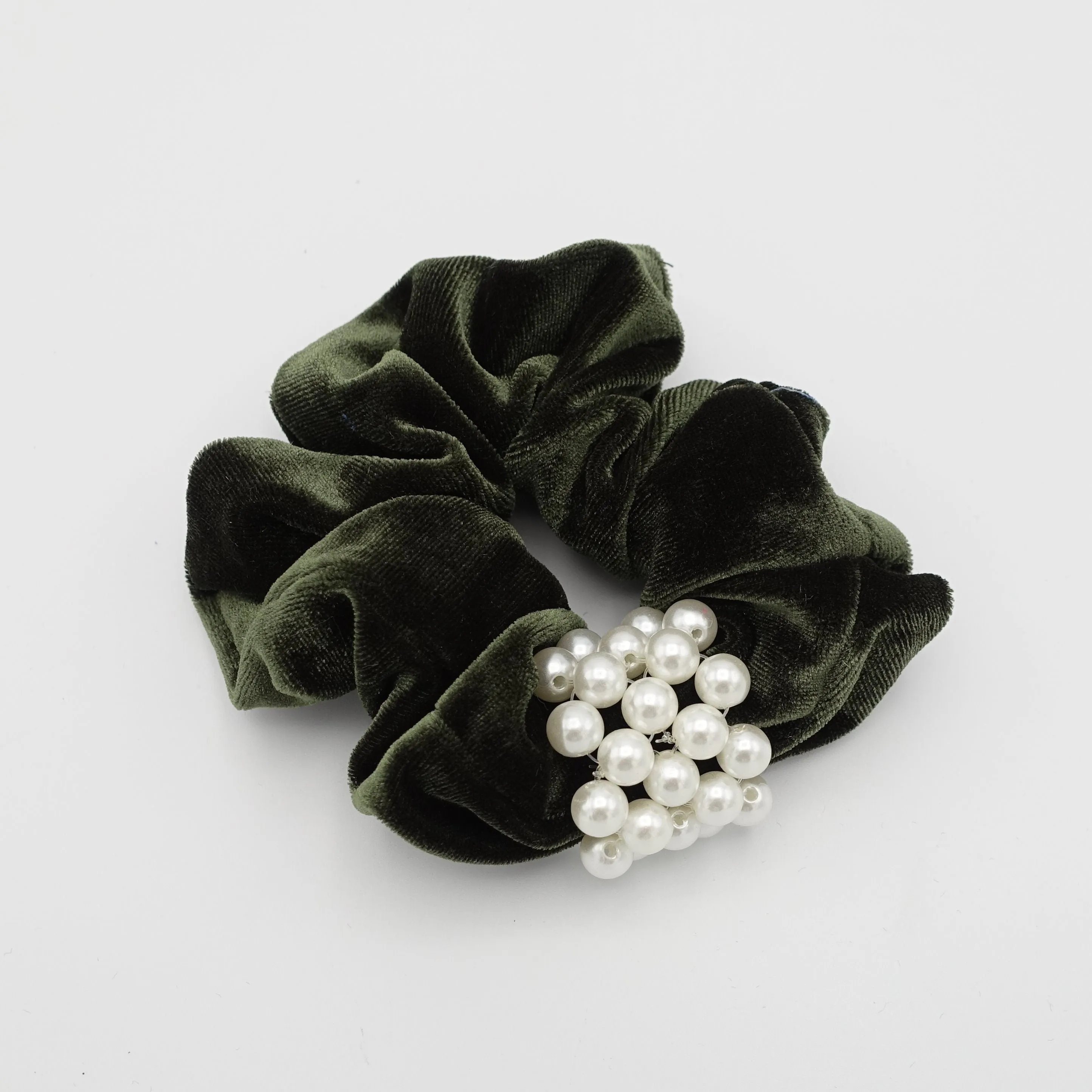 pearl embellished velvet scrunchies women scrunchy hair elastic ties