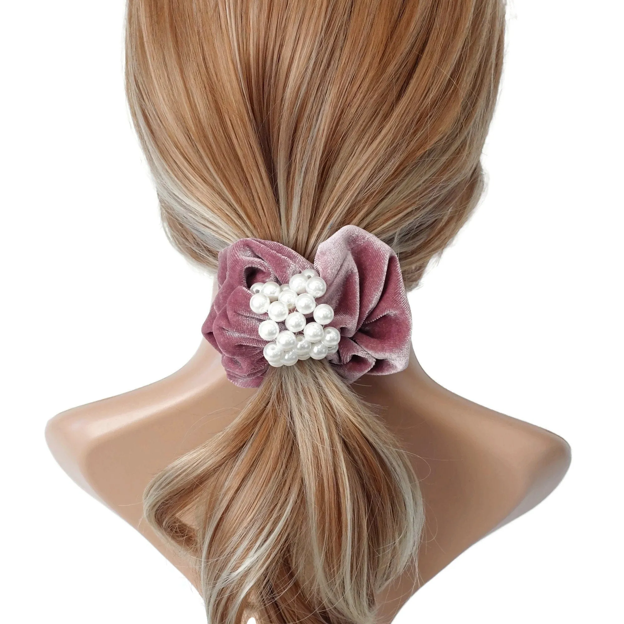 pearl embellished velvet scrunchies women scrunchy hair elastic ties