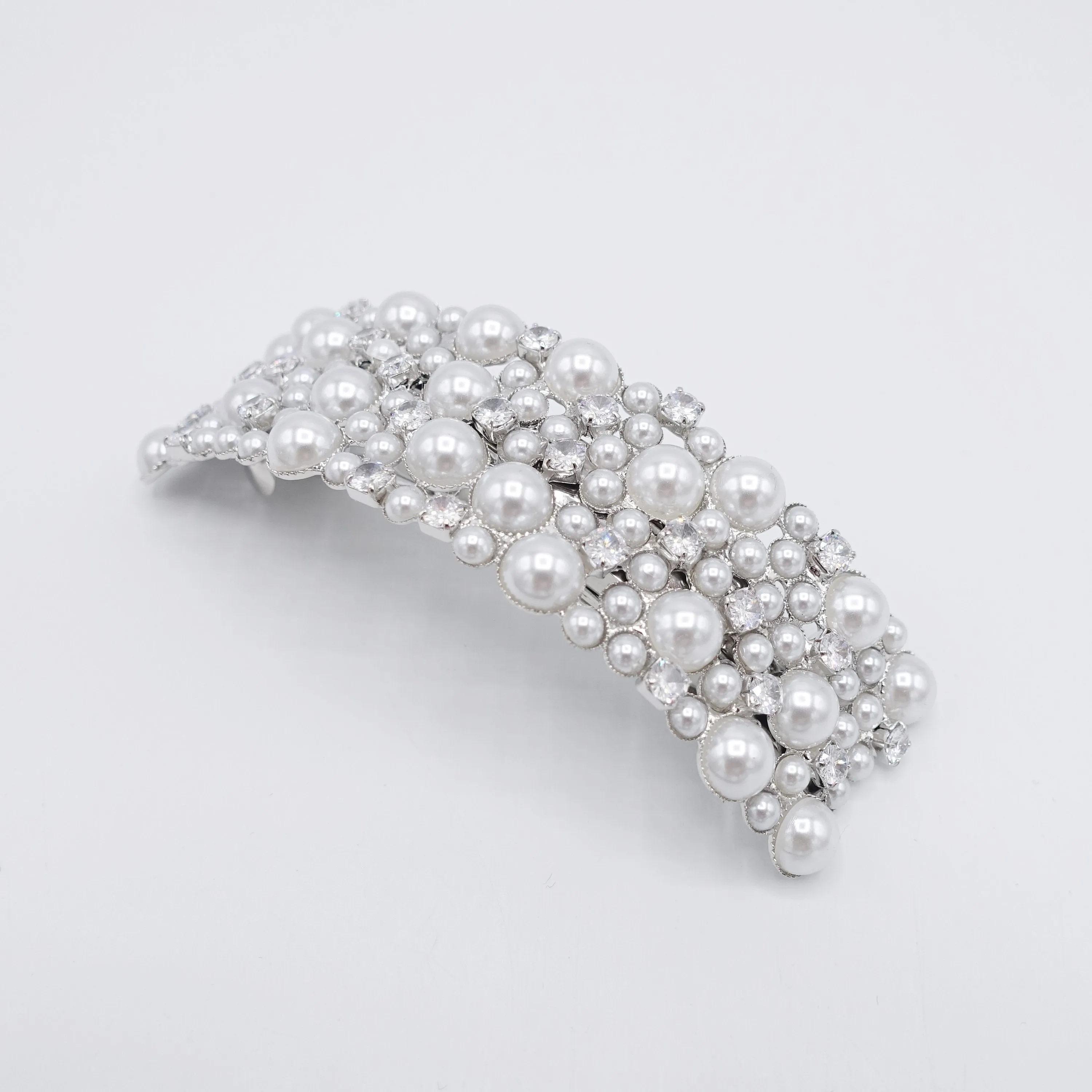 pearl hair barrette, occasion hair barrette, rhinestone hair barrette for women