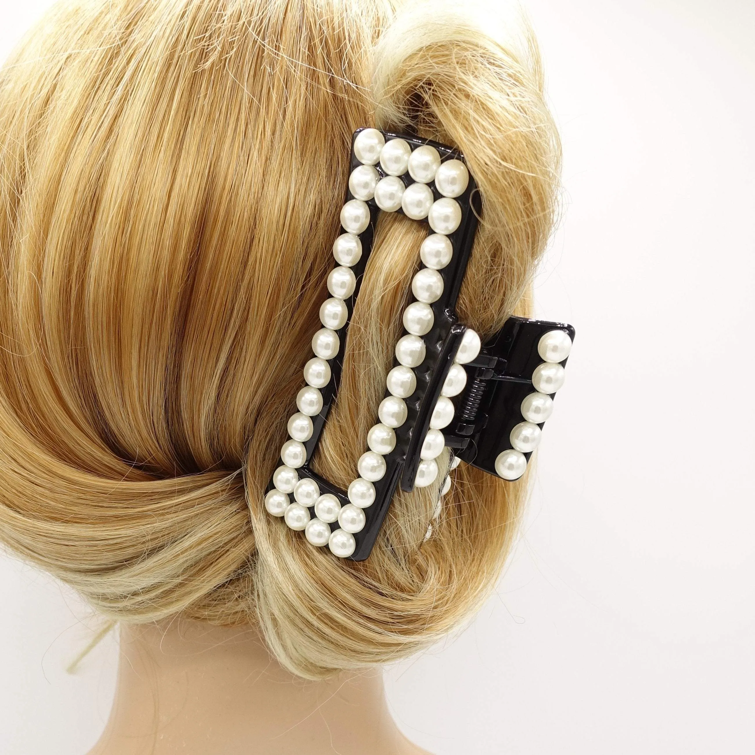 pearl hair claw rectangle  hair clamp hair accessory for women