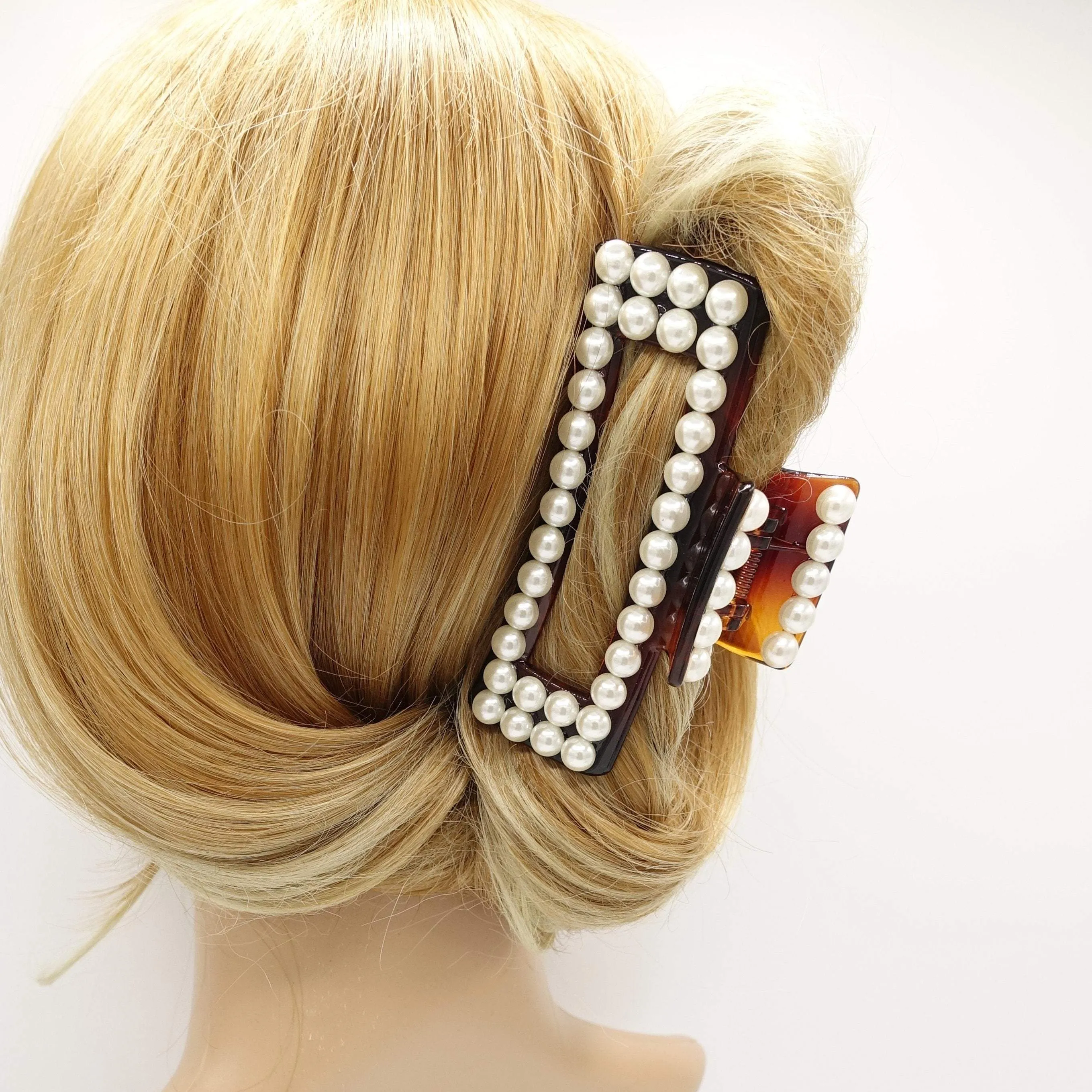 pearl hair claw rectangle  hair clamp hair accessory for women