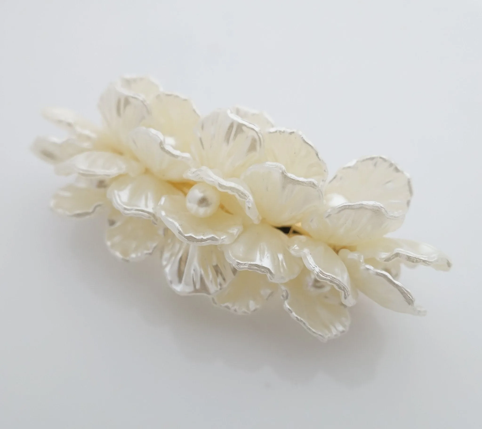 Pearl in the shell acrylic embellished french hair barrette women hair clip accessory