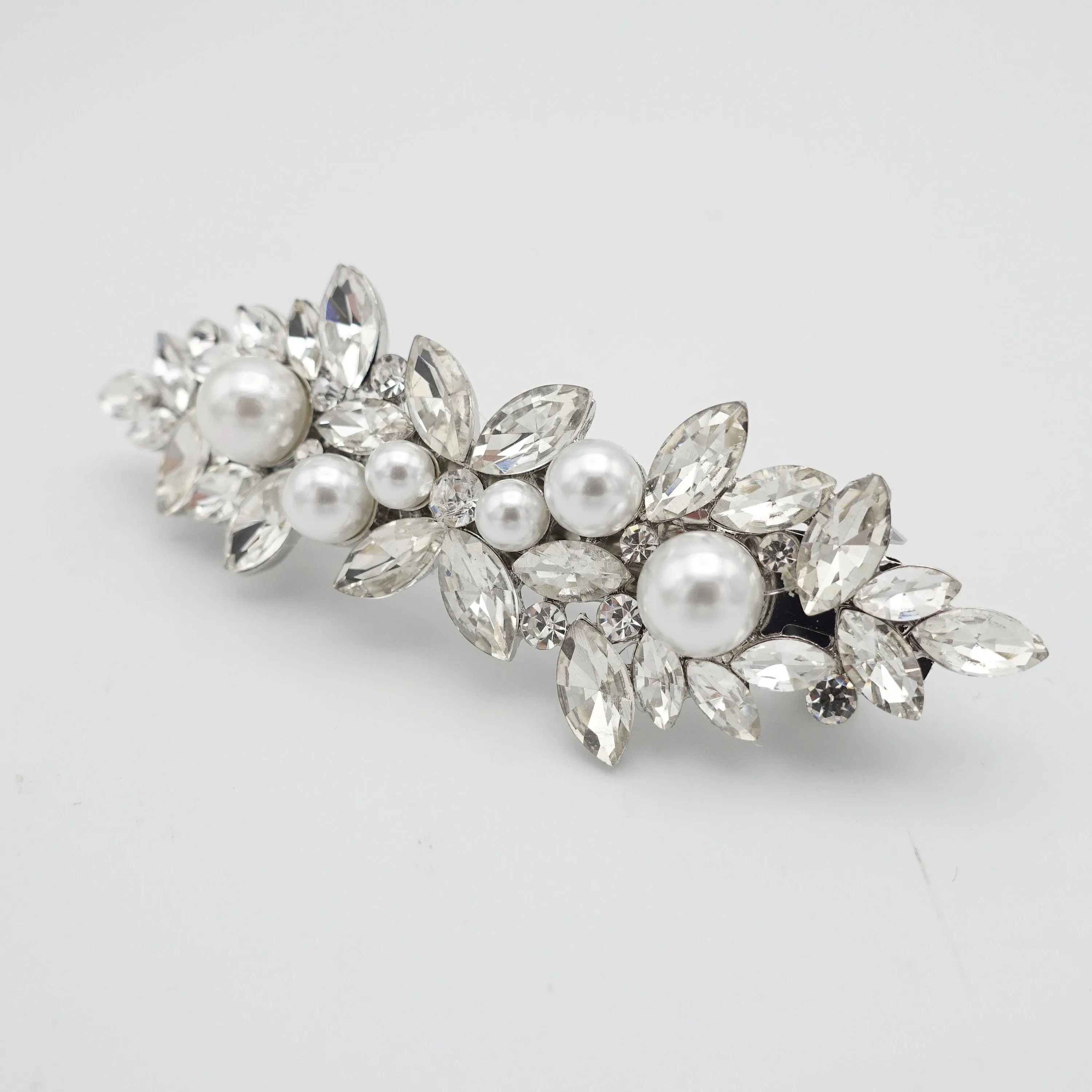 pearl rhinestone hair barrette flower branch event wedding hair accessory