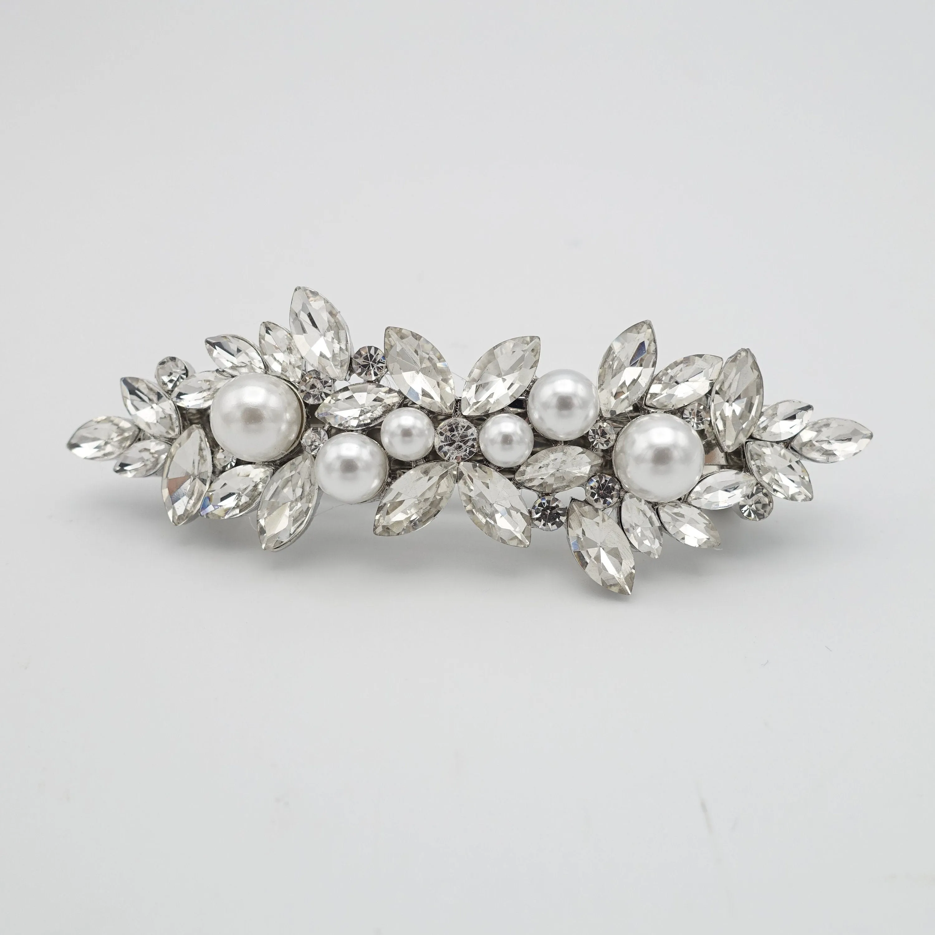 pearl rhinestone hair barrette flower branch event wedding hair accessory