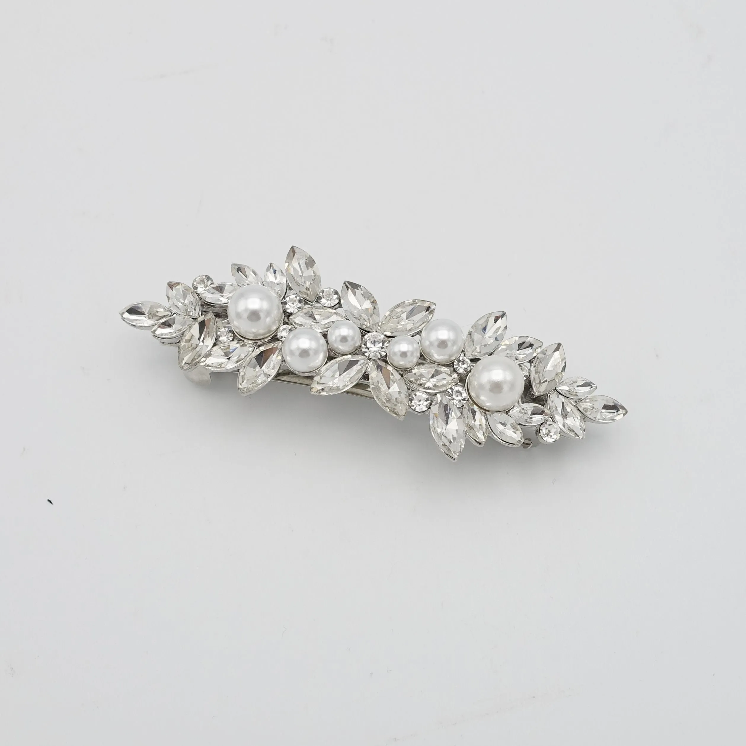 pearl rhinestone hair barrette flower branch event wedding hair accessory