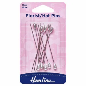 Pins - Florist/Hat: Pearl: 65mm (10Pcs)