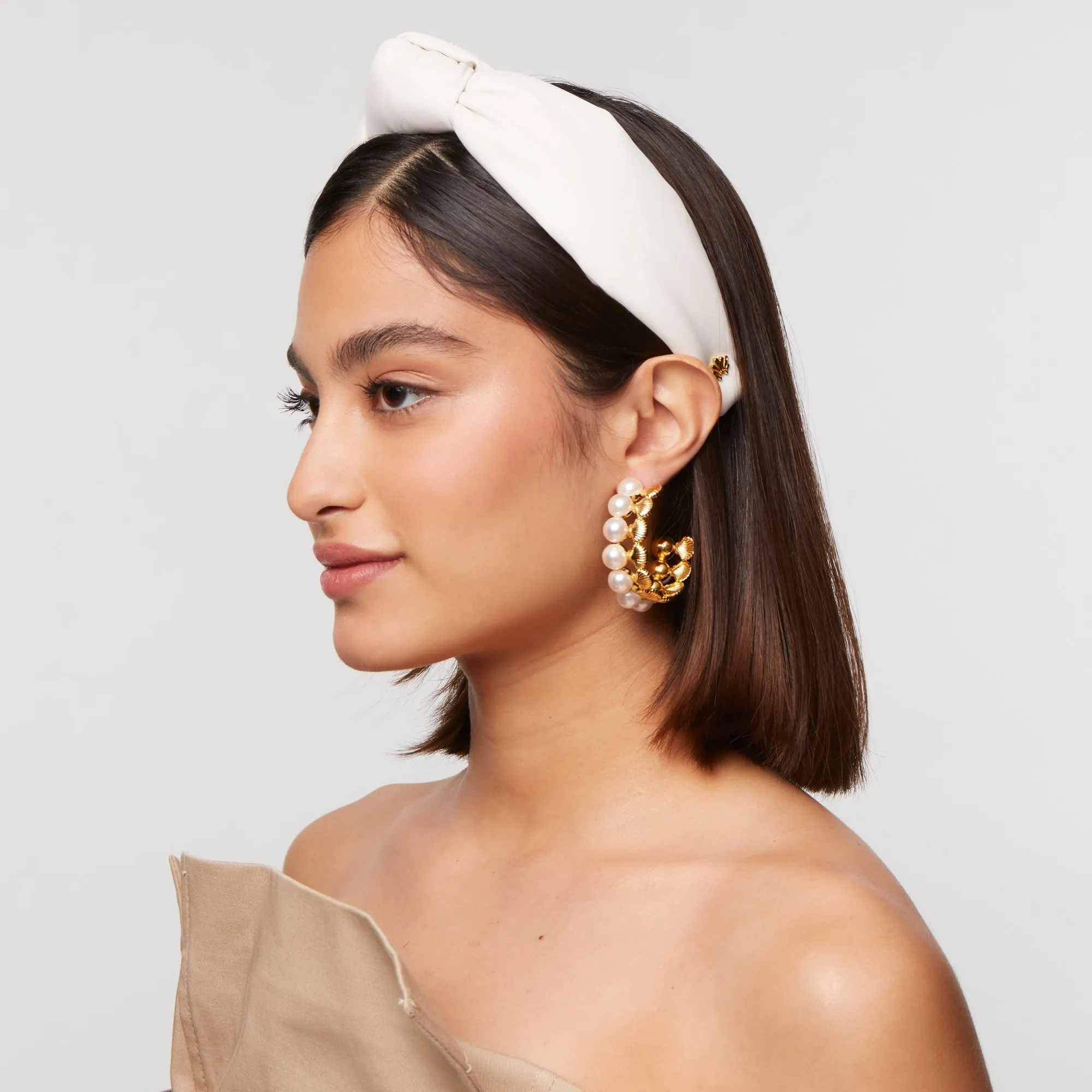 PORCELAIN FAUX LEATHER KNOTTED HEADBAND