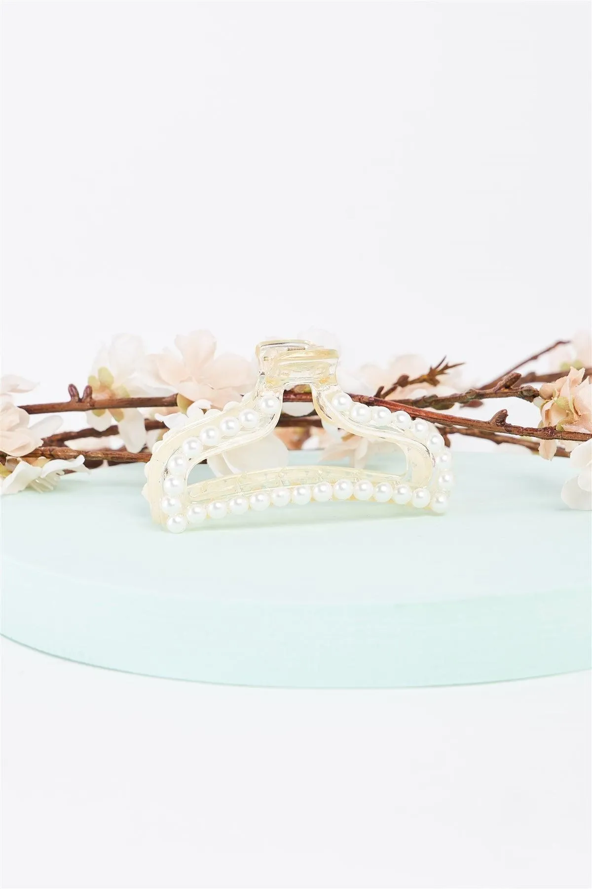 "Mermaid Tail" White & Pearl Large Hair Clip /3 Pieces