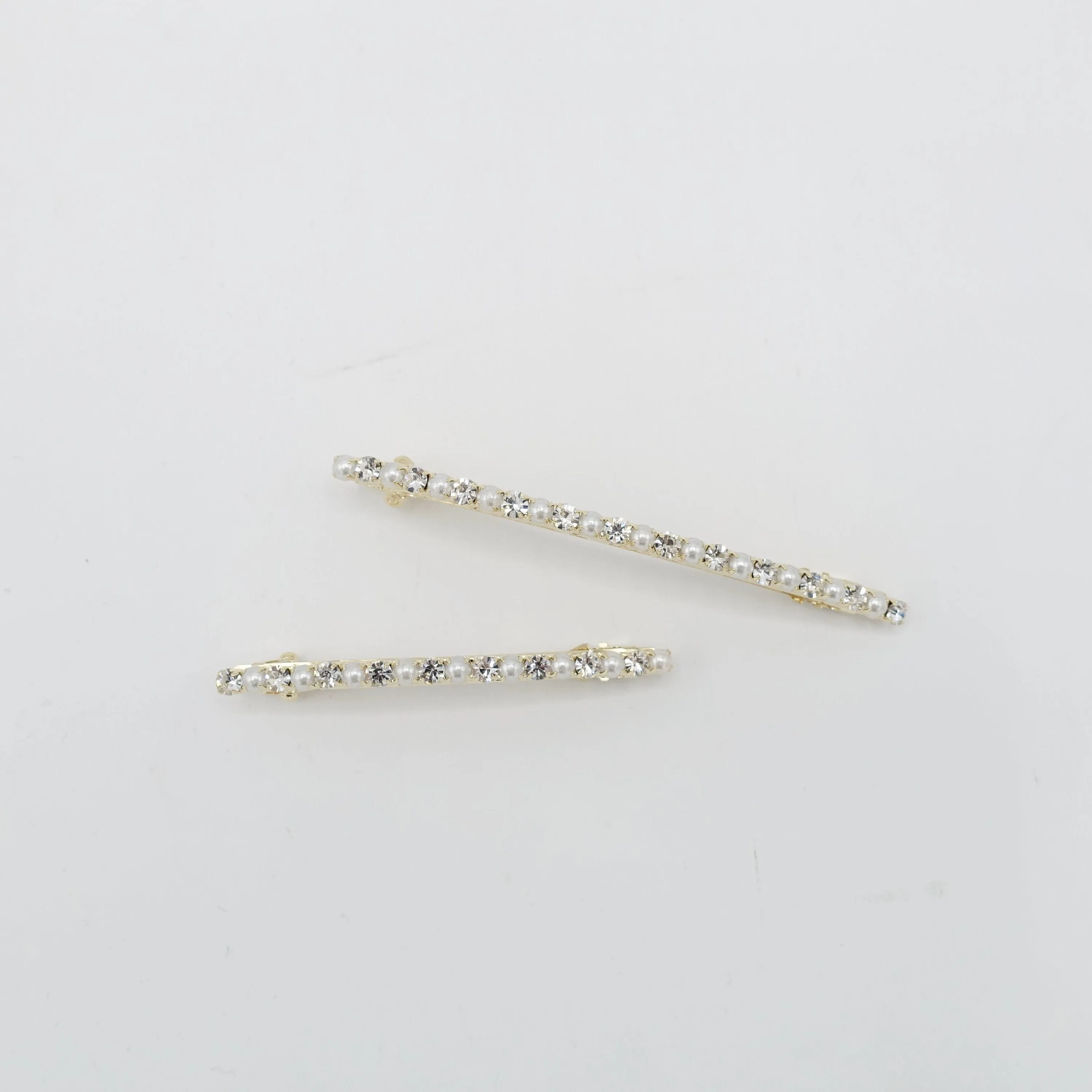 rhinestone pearl thin french hair barrette women hair accessory