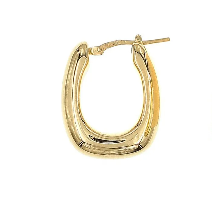 Shiny, Graduated Oval Hoop Earrings - Gold