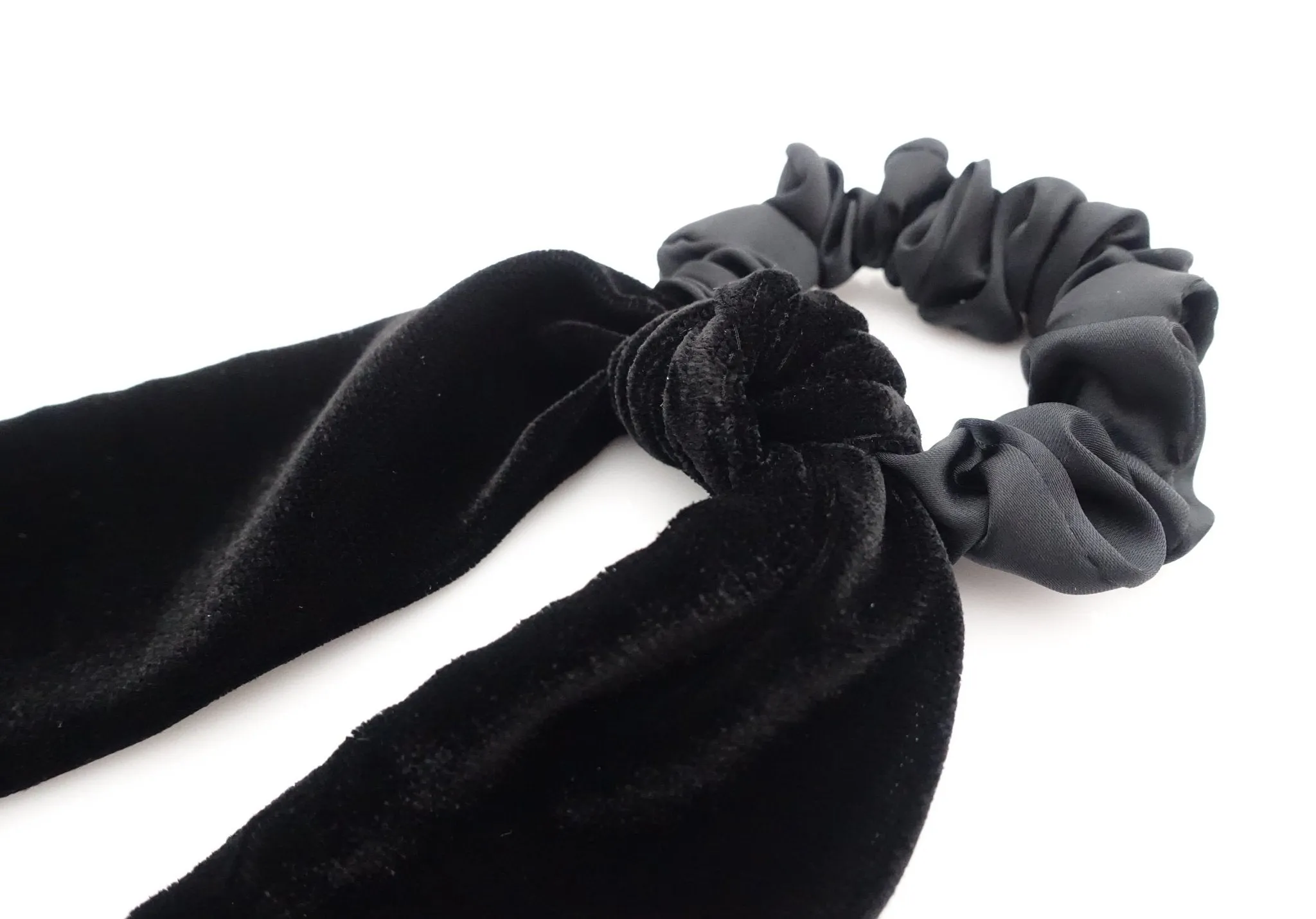 short silk velvet bow knot satin scrunchies black velvet simple bow luxury style bow scrunchy