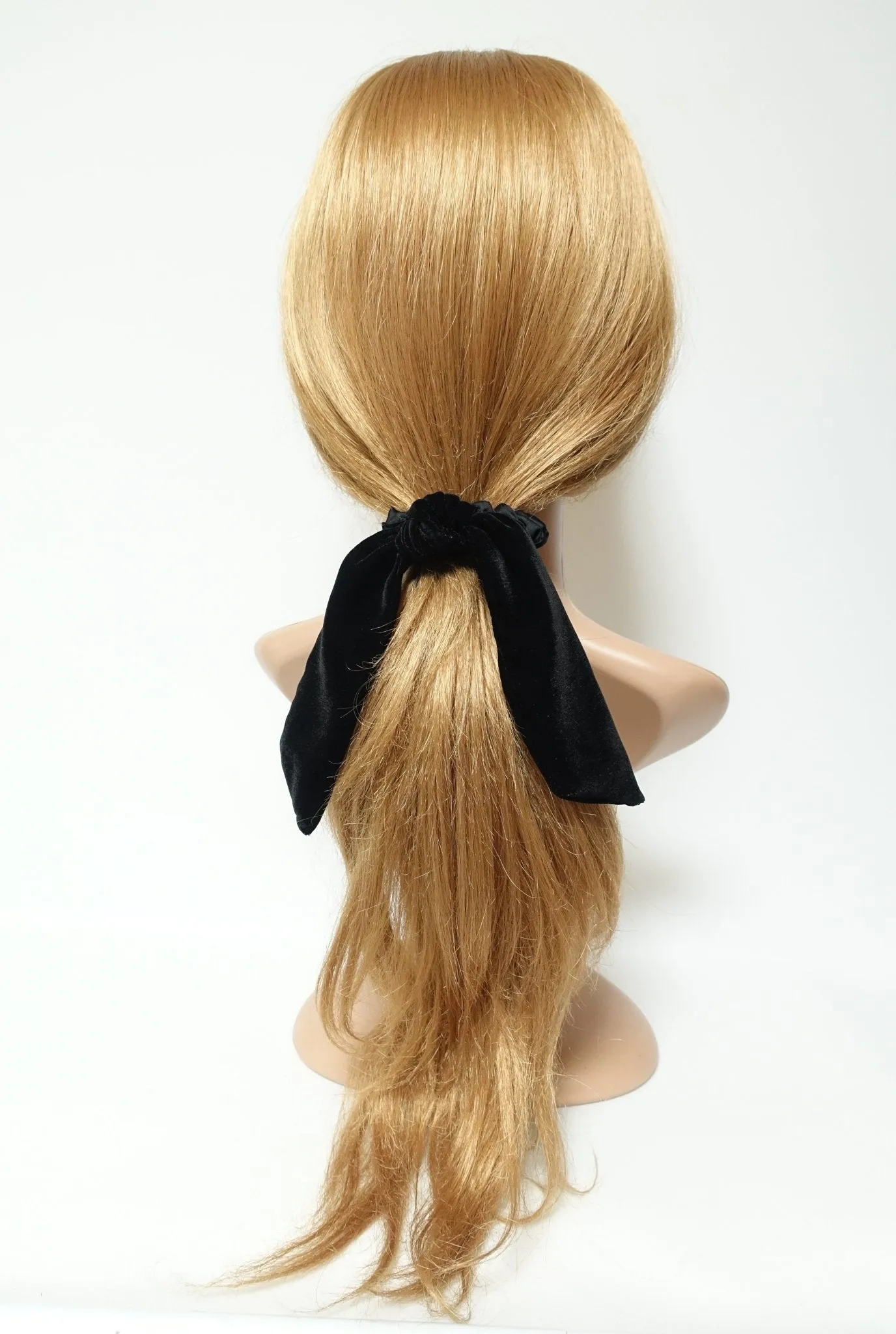 short silk velvet bow knot satin scrunchies black velvet simple bow luxury style bow scrunchy