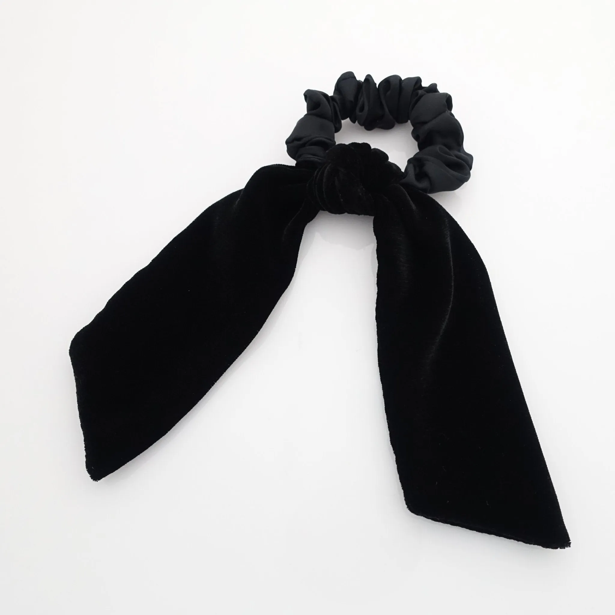 short silk velvet bow knot satin scrunchies black velvet simple bow luxury style bow scrunchy