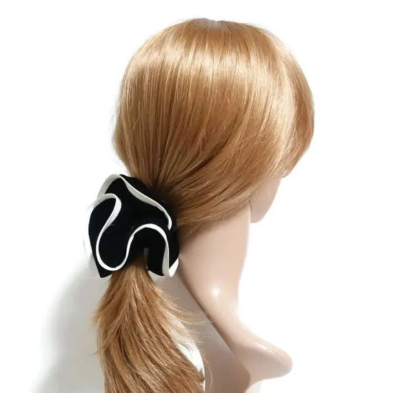 silk velvet scrunchies solid Color Trim Two Tone Premium elastic hair tie women accessory