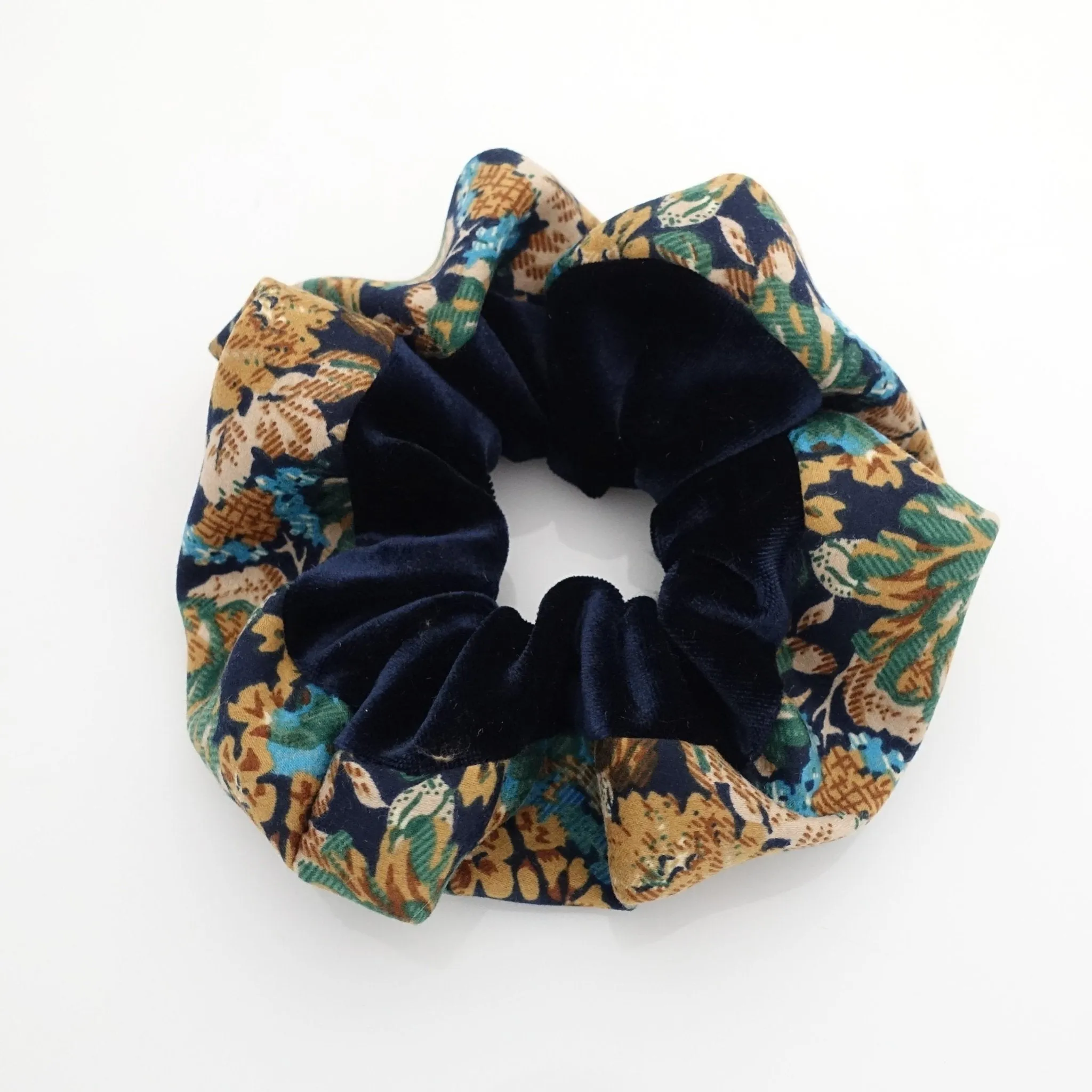 small flower print edge velvet scrunchies trim decorated scrunchy women hair accessory