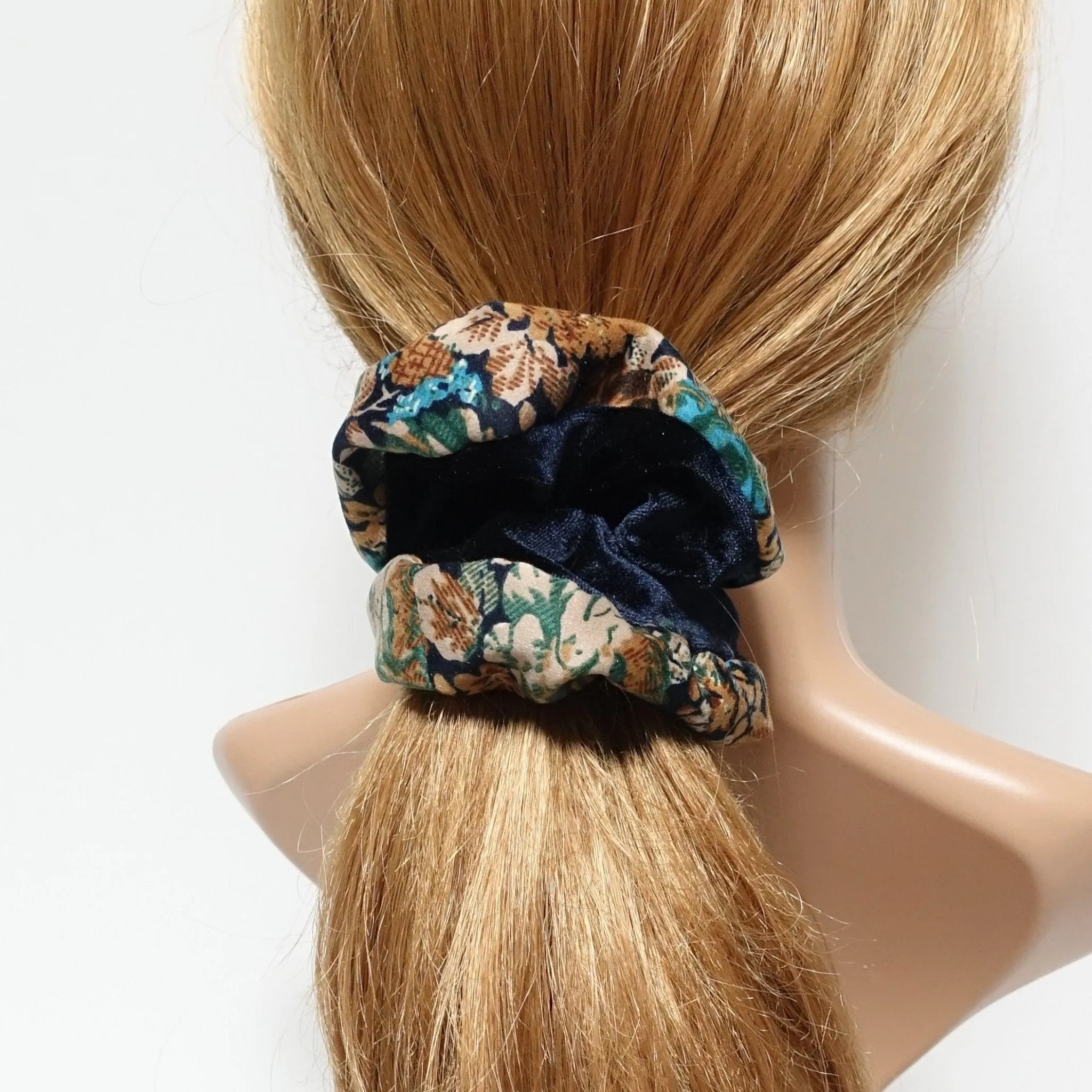 small flower print edge velvet scrunchies trim decorated scrunchy women hair accessory