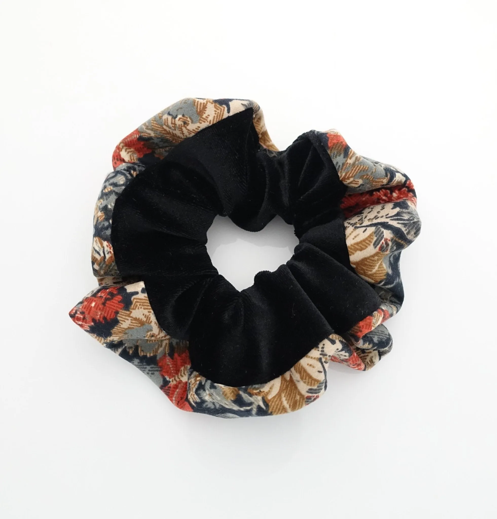 small flower print edge velvet scrunchies trim decorated scrunchy women hair accessory