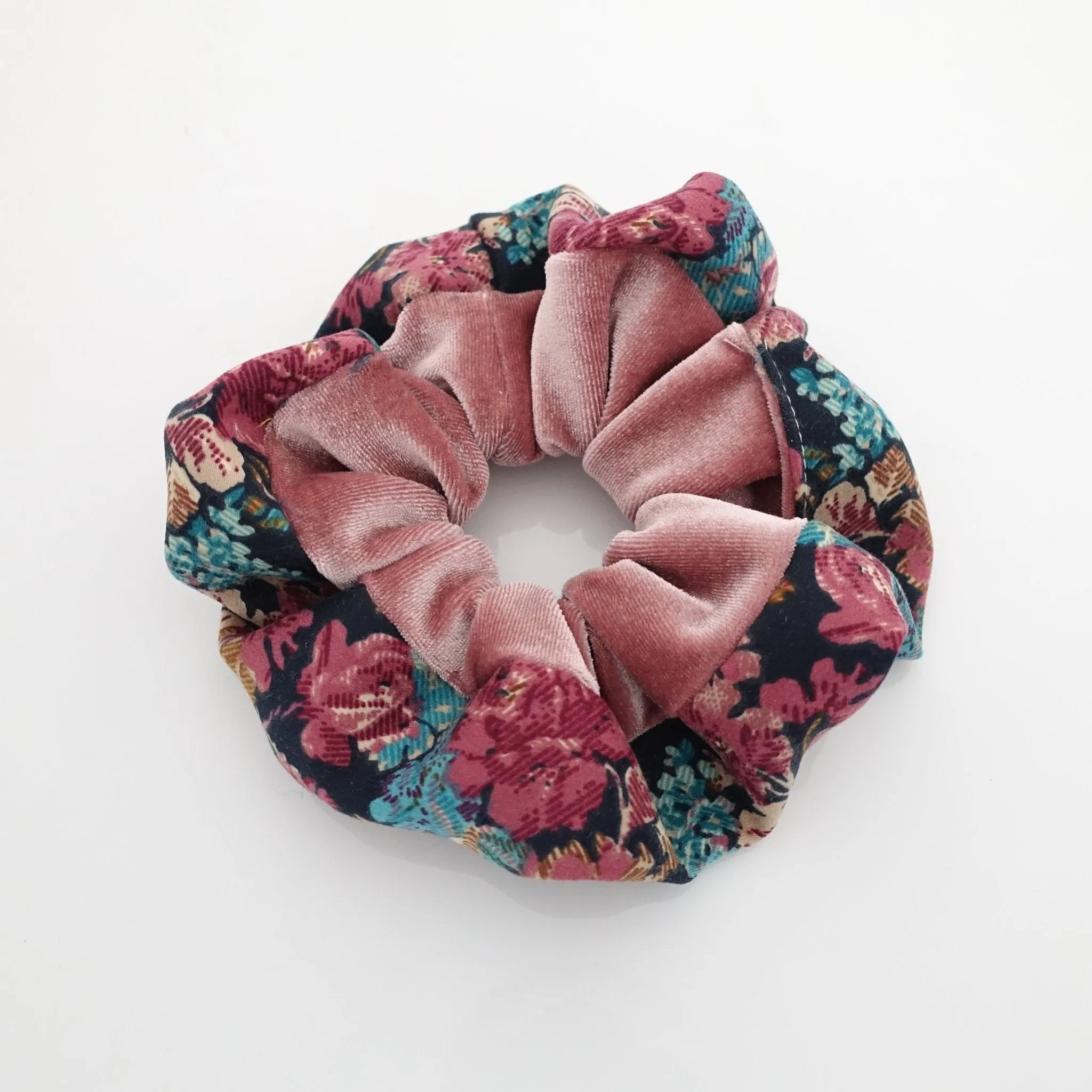 small flower print edge velvet scrunchies trim decorated scrunchy women hair accessory