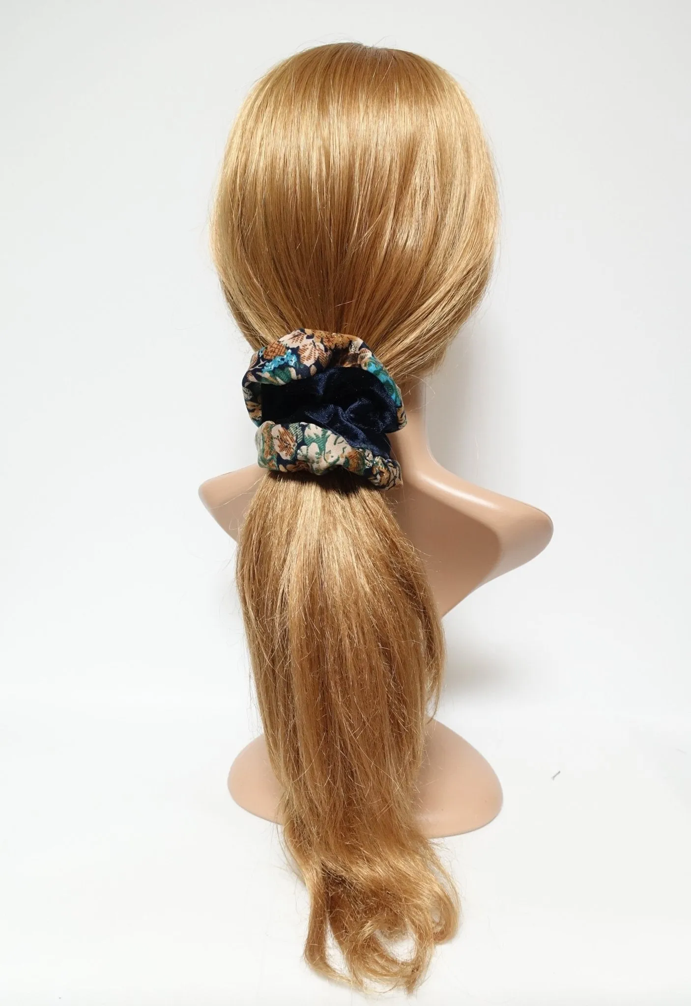 small flower print edge velvet scrunchies trim decorated scrunchy women hair accessory