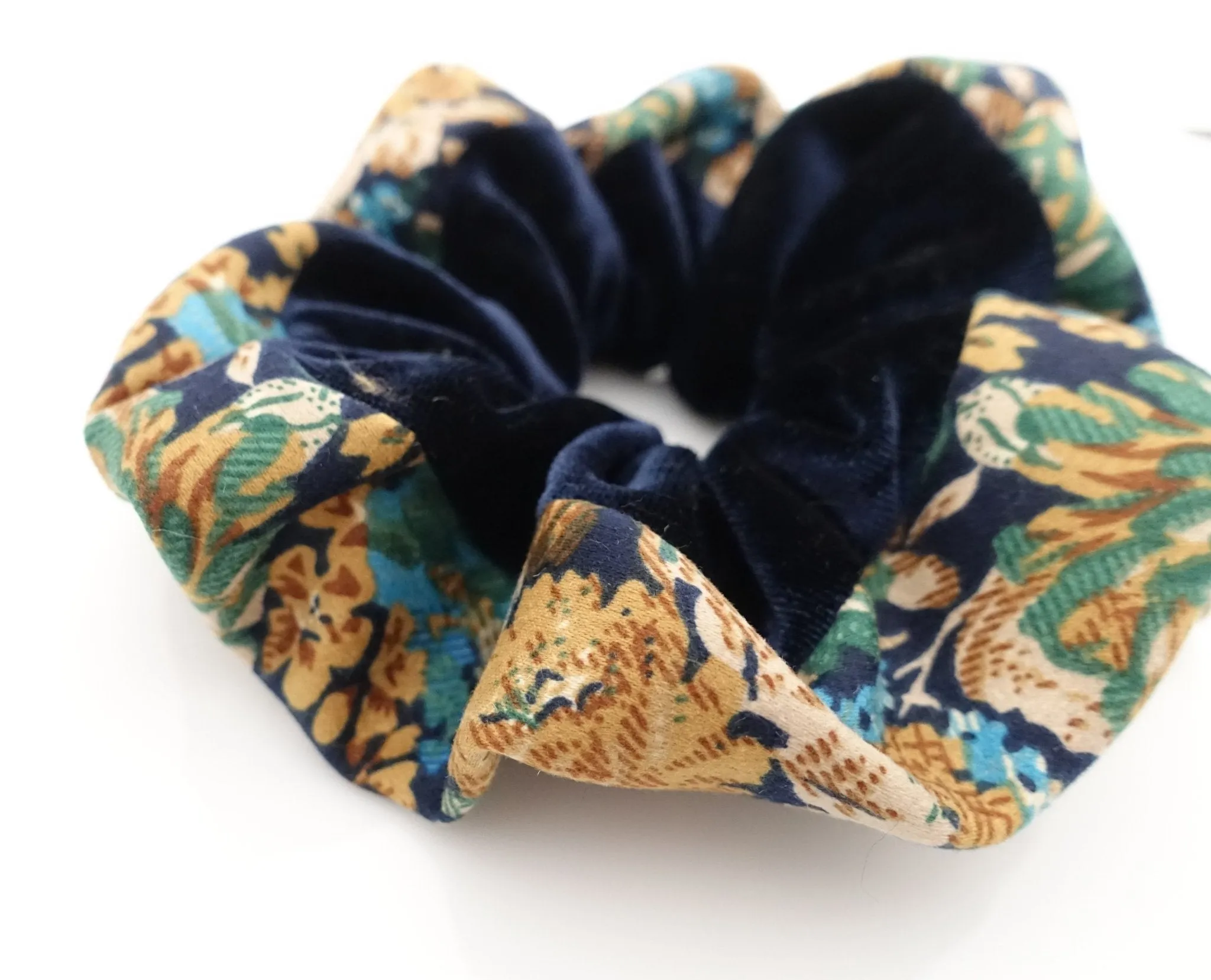 small flower print edge velvet scrunchies trim decorated scrunchy women hair accessory