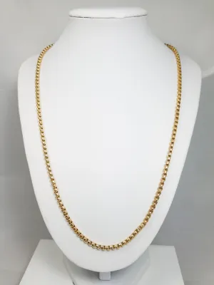 Stylish 22.5" 10k Yellow Gold Round Box Link Chain Necklace