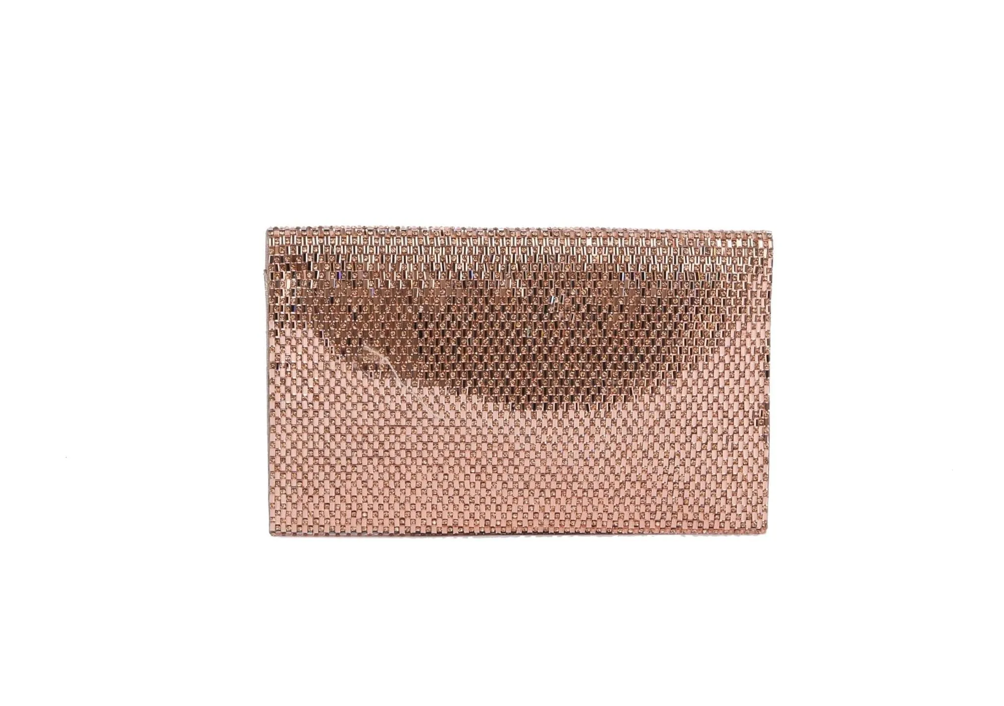 TD0025 Jennifer Metallic Woven Rhinestone Envelope Clutch