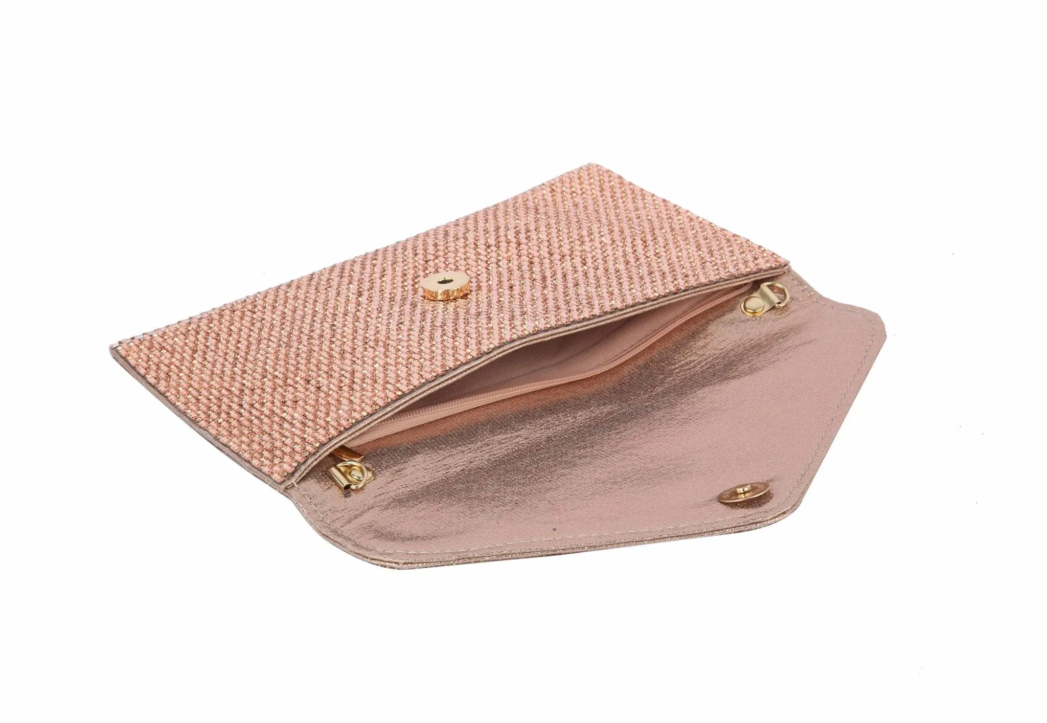 TD0025 Jennifer Metallic Woven Rhinestone Envelope Clutch