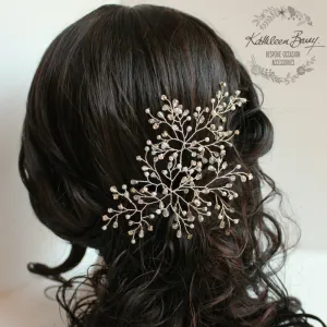 Tessa Bridal Hairpiece  - Crystal, diamante & Pearl, wedding hair accessory, bridal hair clip - pin silver or gold