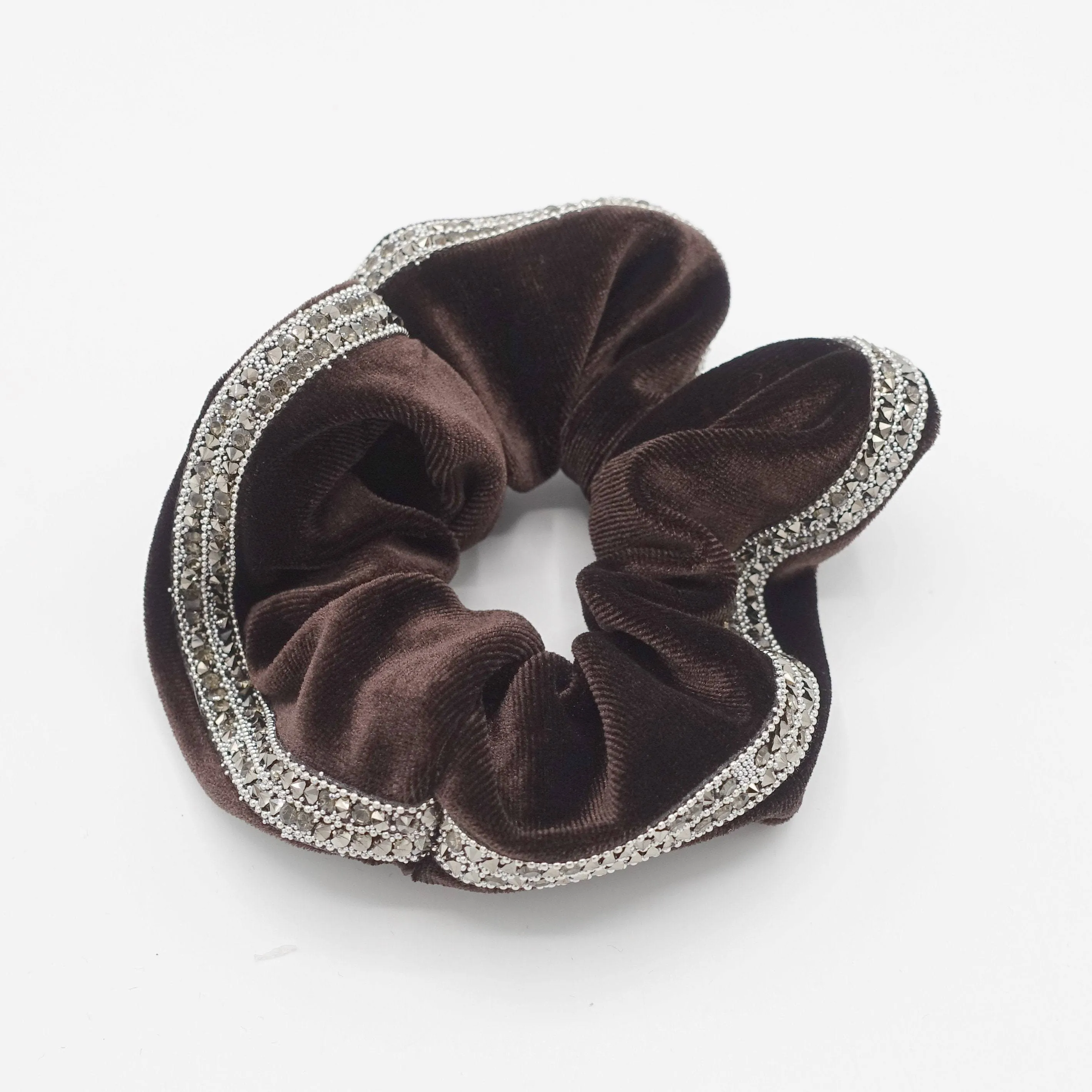 velvet scrunchies bling rhinestone embellished hair elastics for women