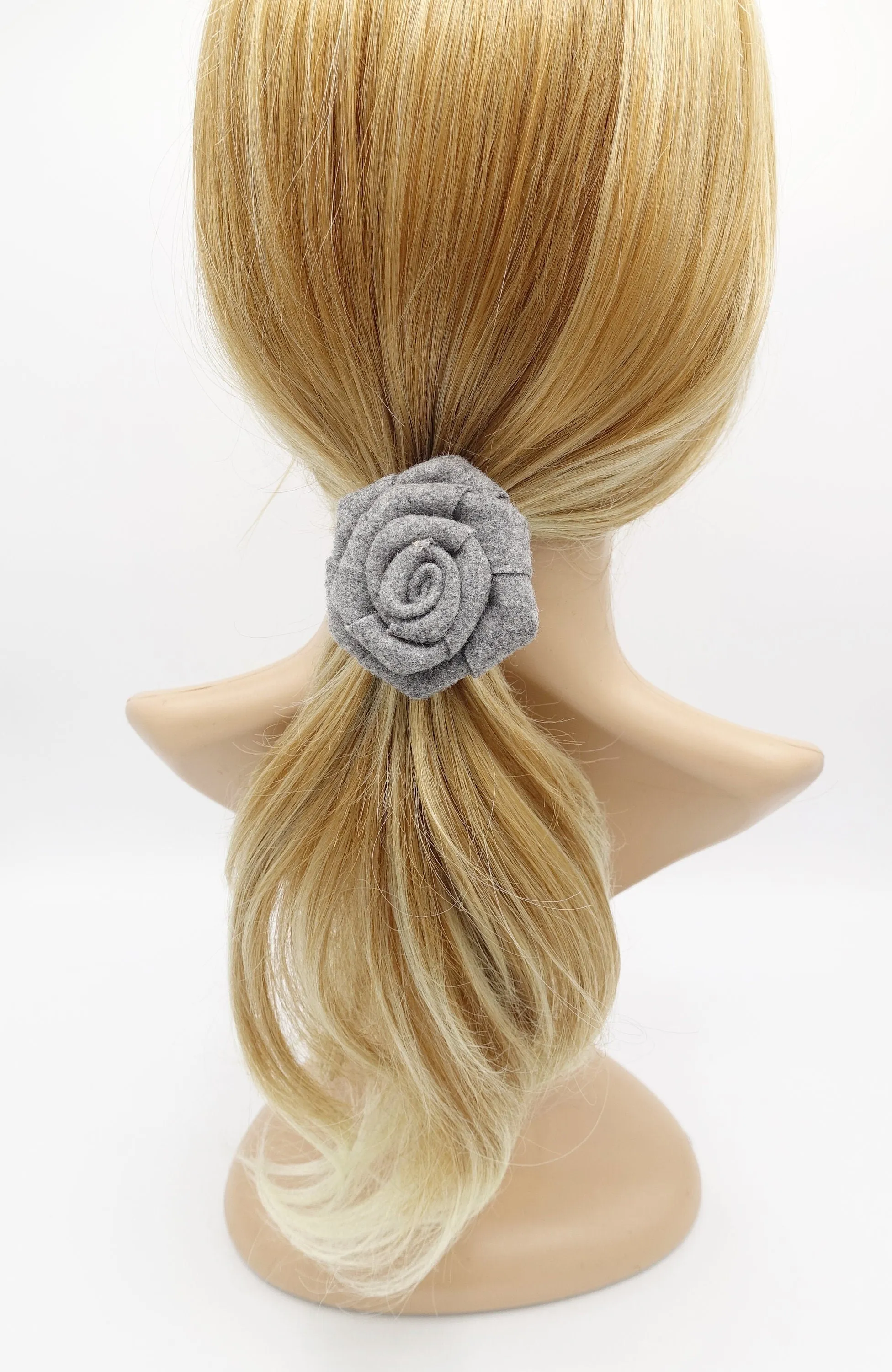 woolen flower hair tie ponytail holder